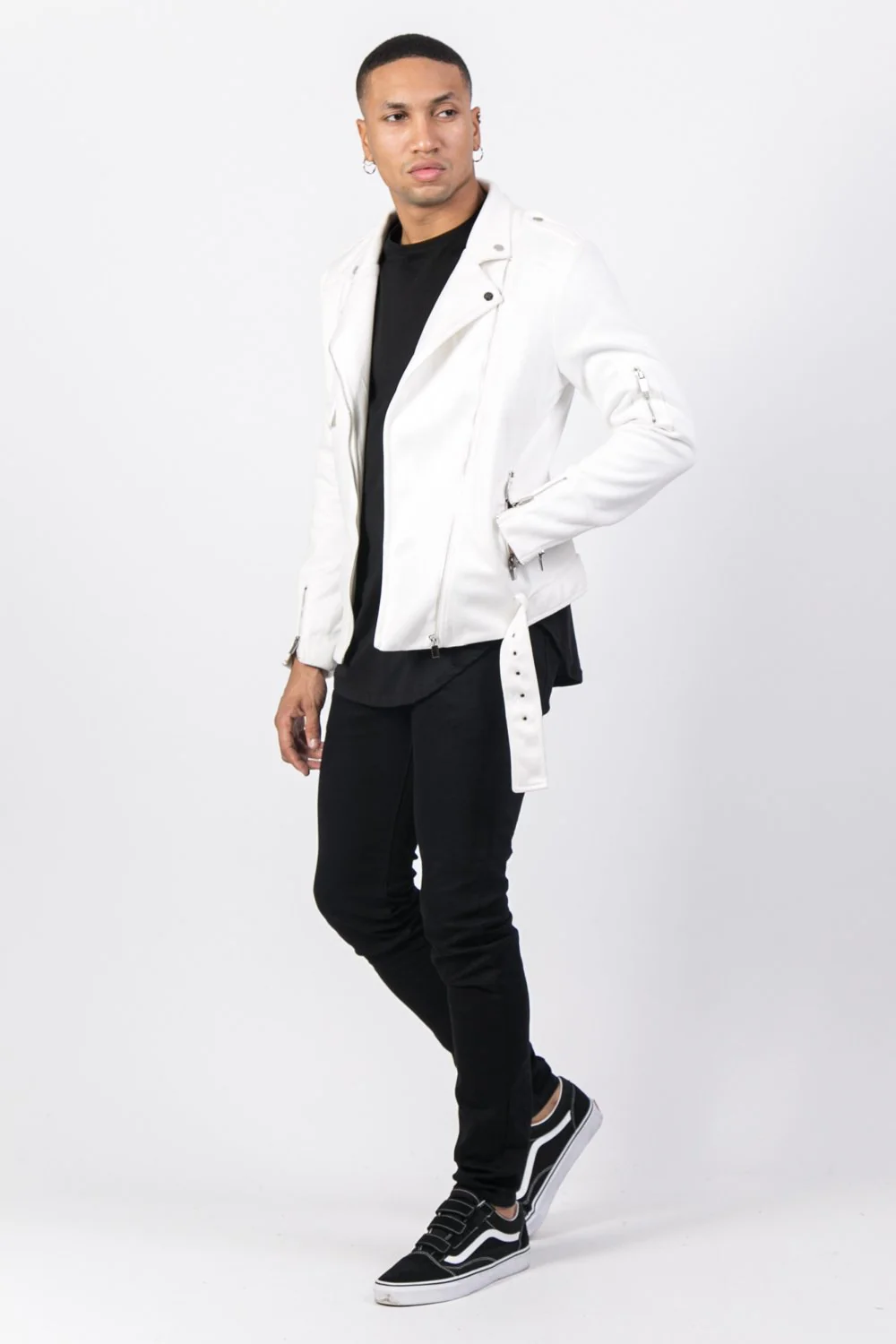 Veste zips suédine blanc - Image 2