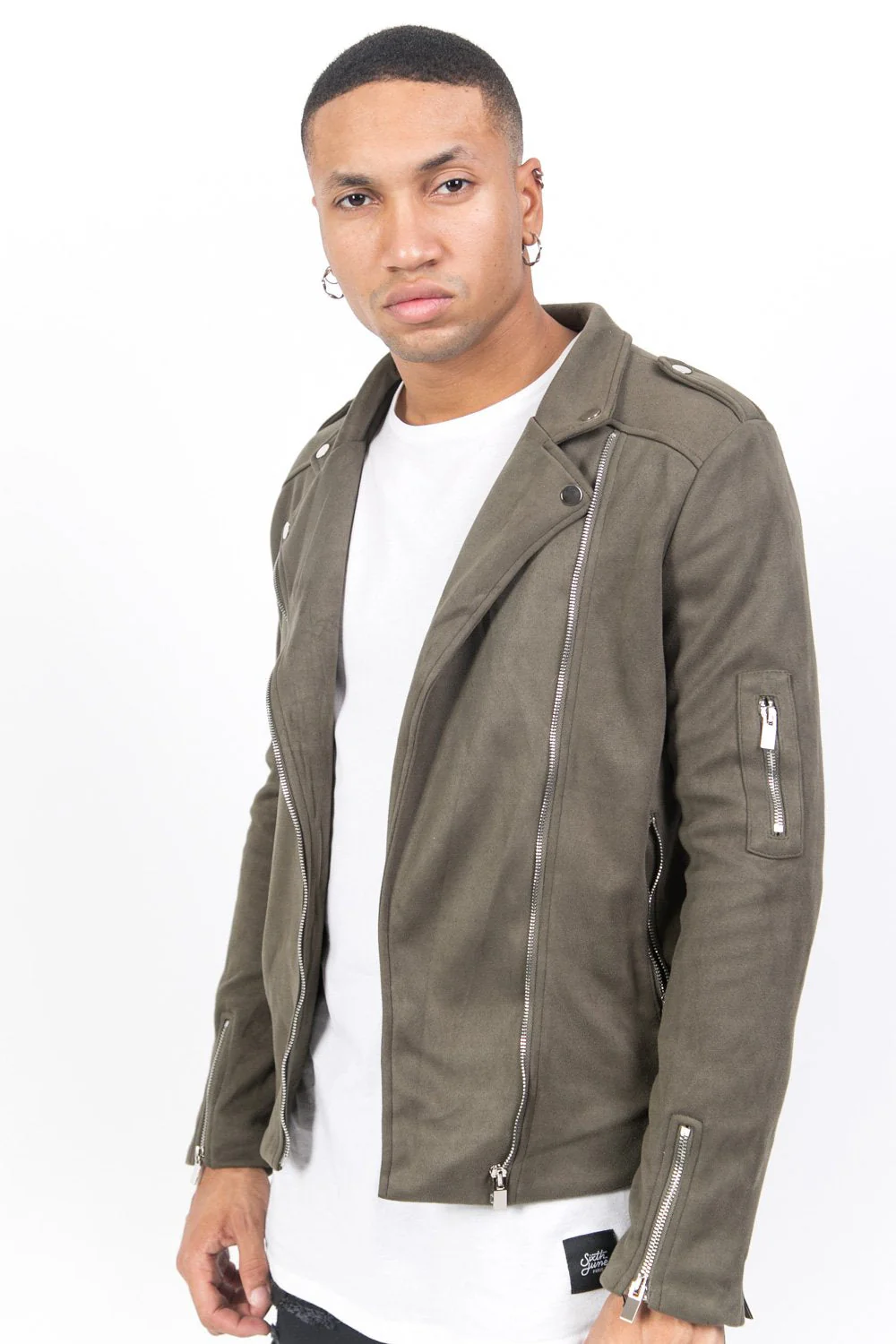 Perfecto zips suédine kaki - Image 3