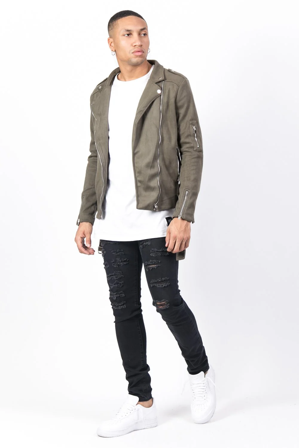 Perfecto zips suédine kaki - Image 5