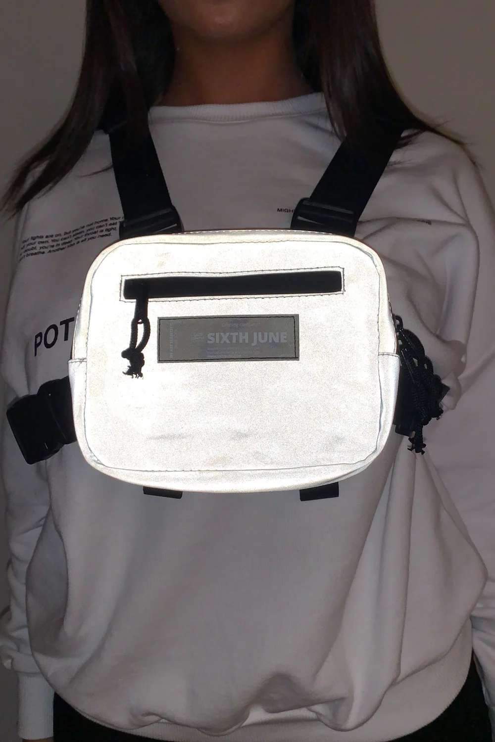 Petit sac poitrine sangles zip gris - Image 2