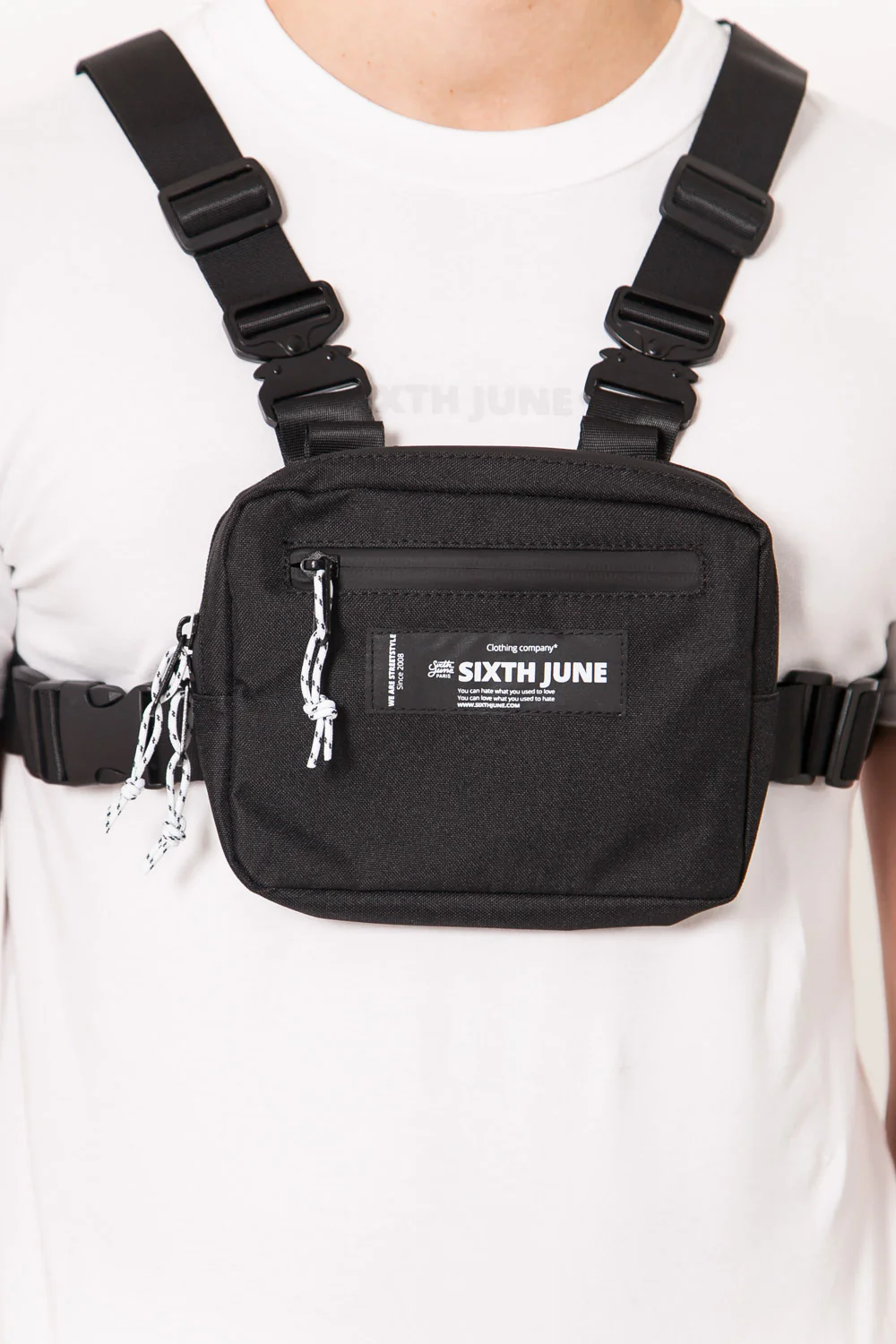 Mini sac poitrine boucle zip logo noir - Image 2