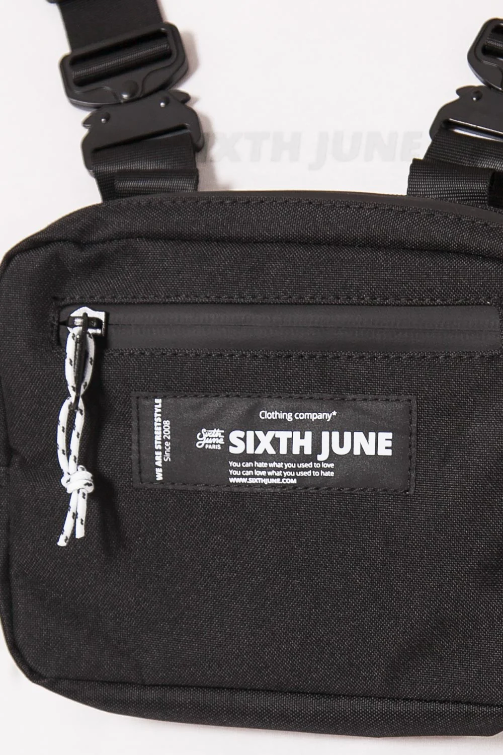 Mini sac poitrine boucle zip logo noir - Image 3