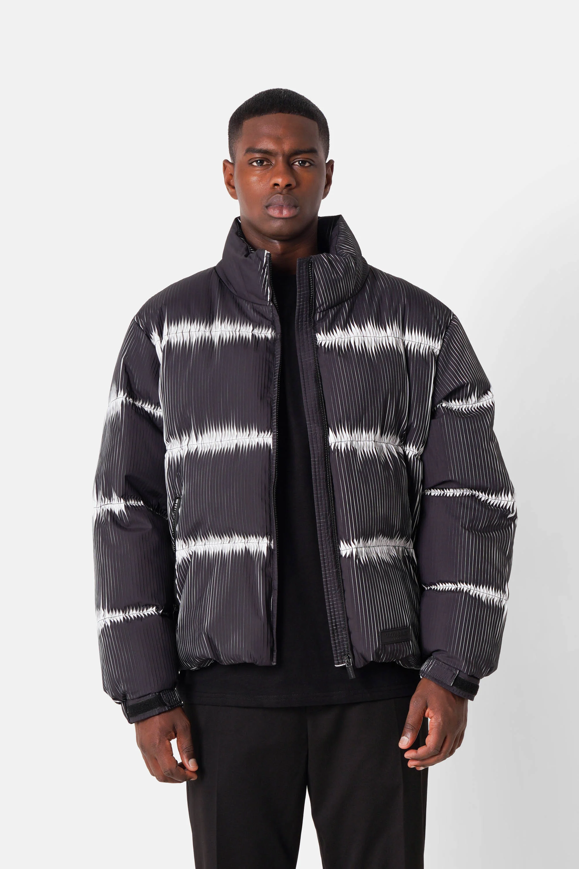 PLEATED bicolored puffer jacket