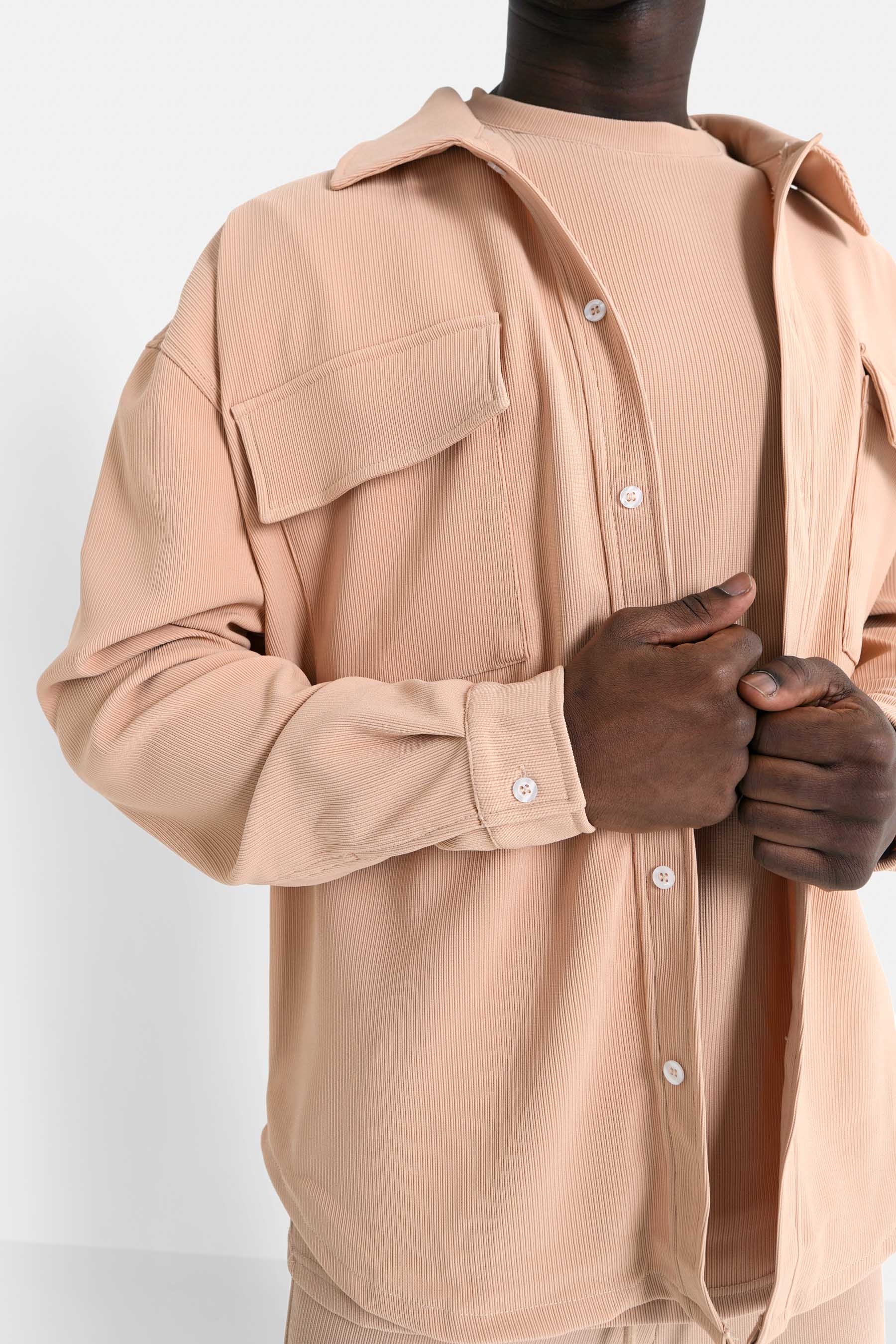 Chemise plissée loose Beige - Image 3