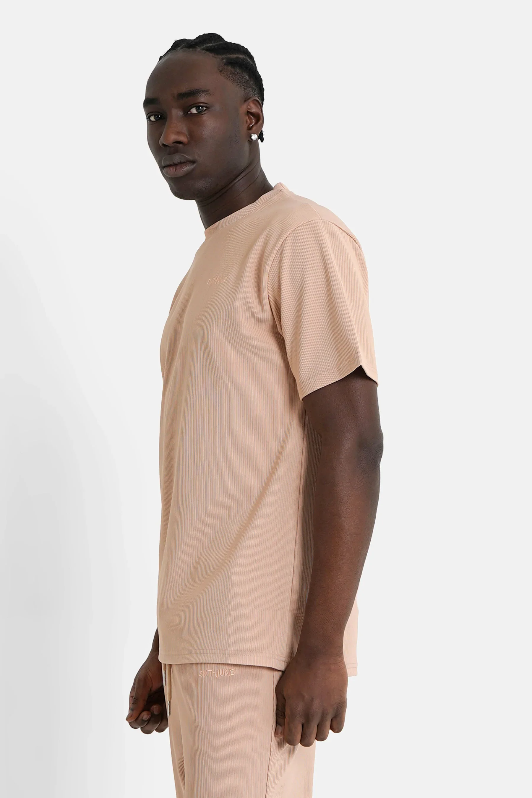 T-shirt plissé manches courtes Beige - Image 4