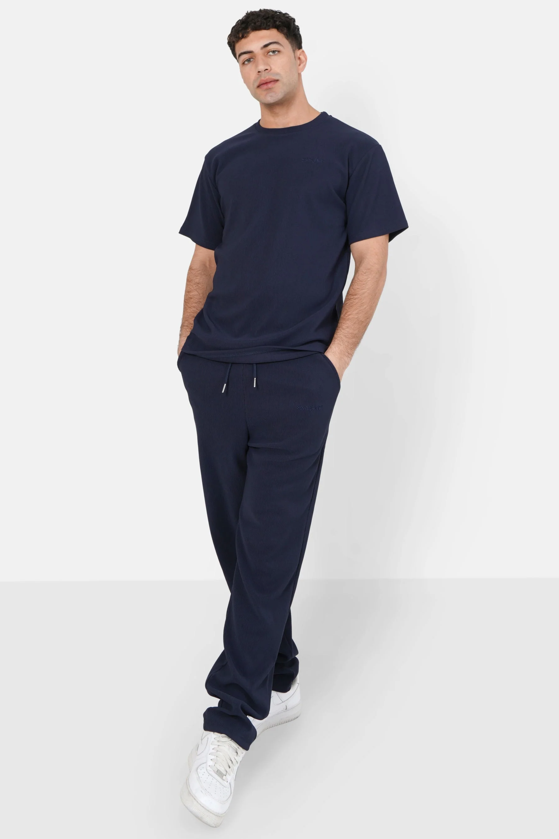 T-shirt plissé manches courtes Bleu foncé - Image 2