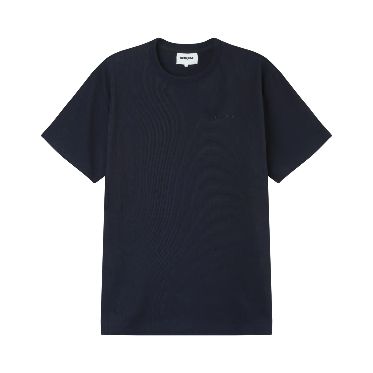 T-shirt plissé manches courtes Bleu foncé - Image 7