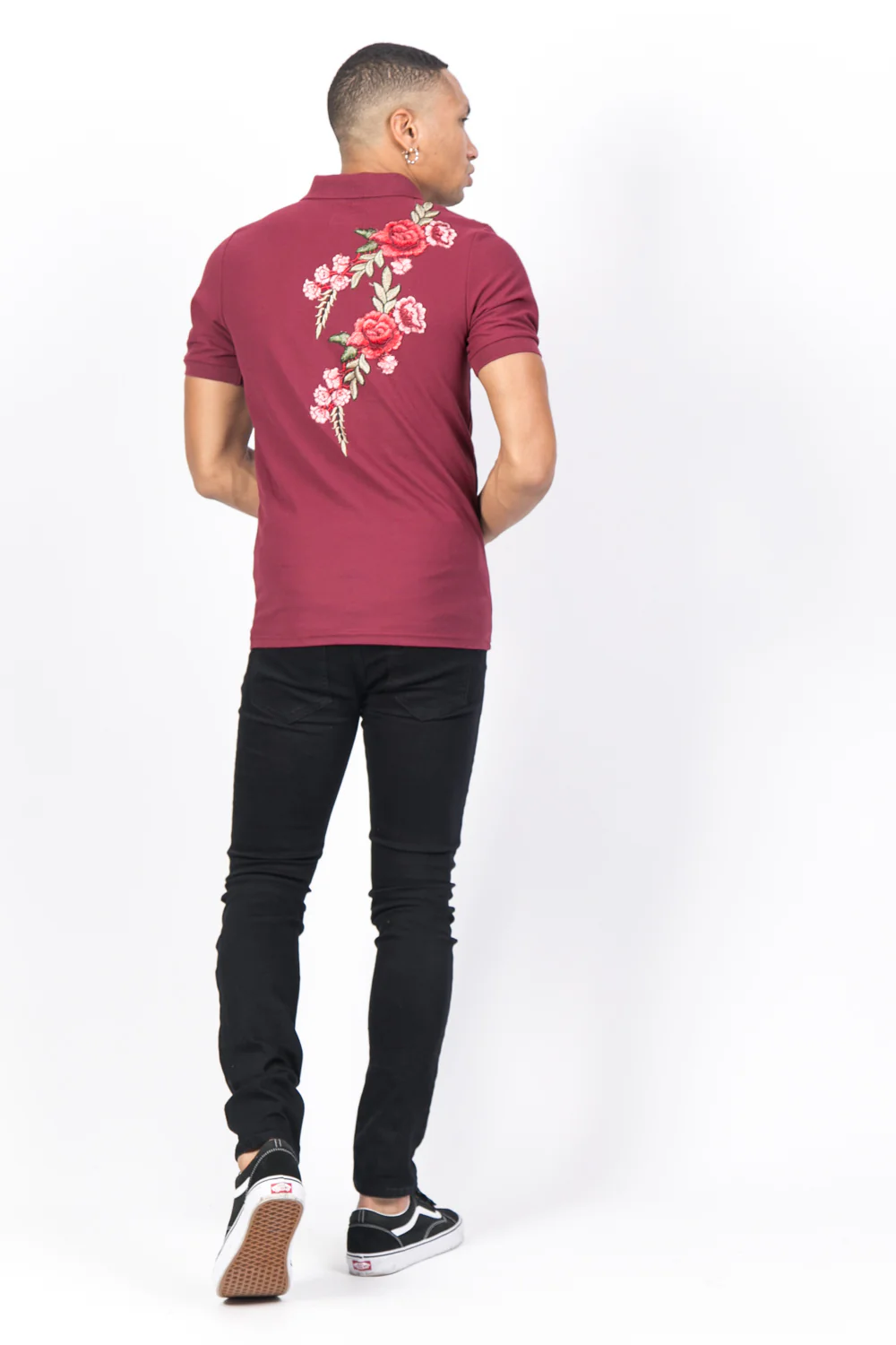 Polo brodé roses bordeaux - Image 5