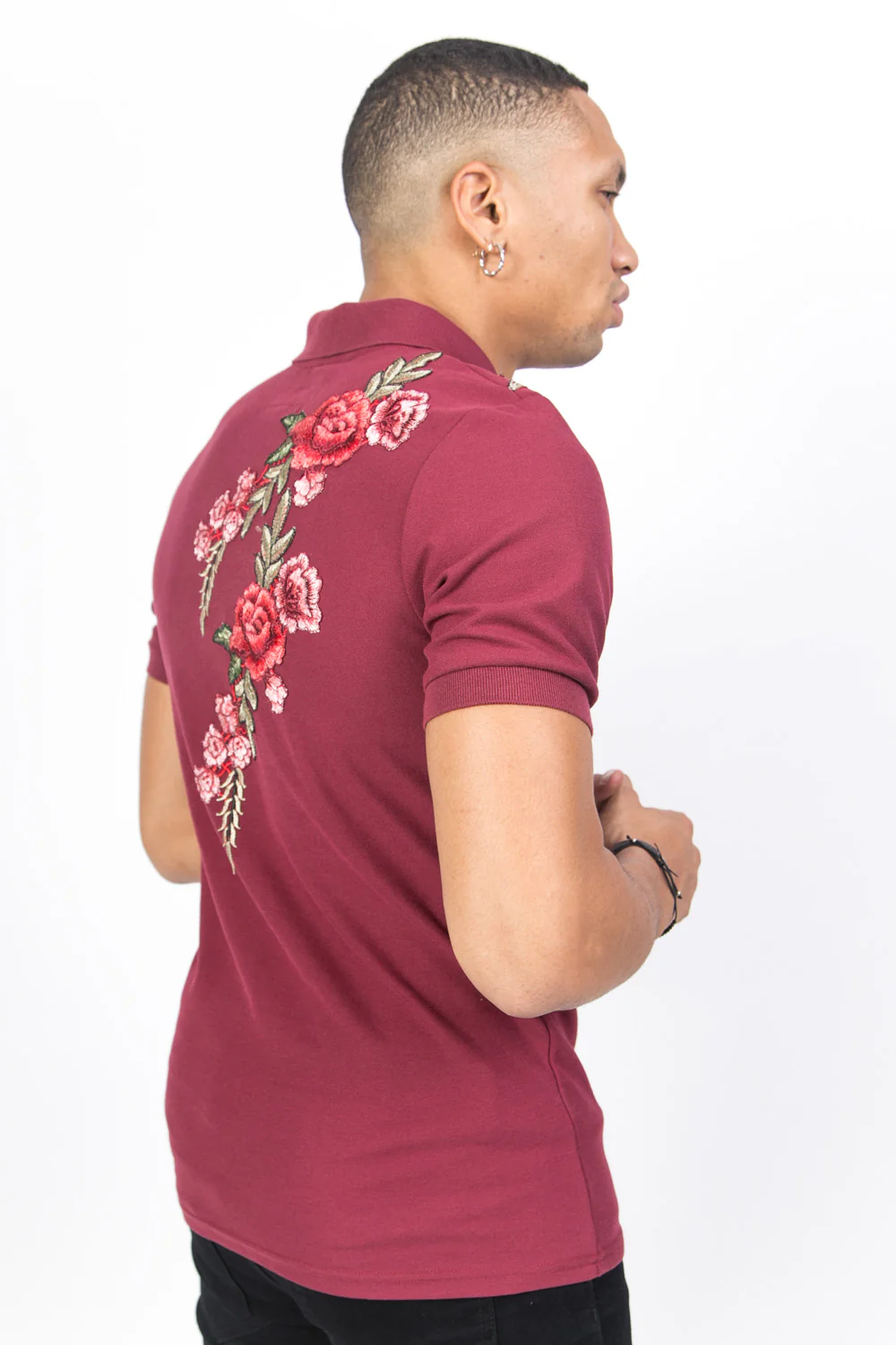 Polo brodé roses bordeaux - Image 6