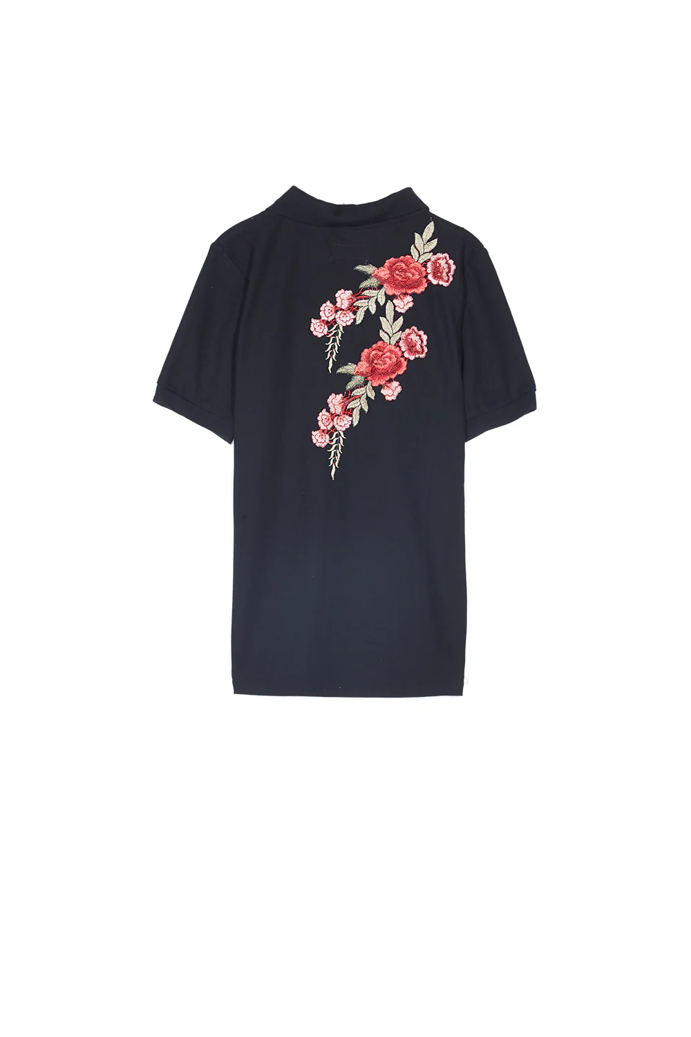 Polo brodé roses noir - Image 7