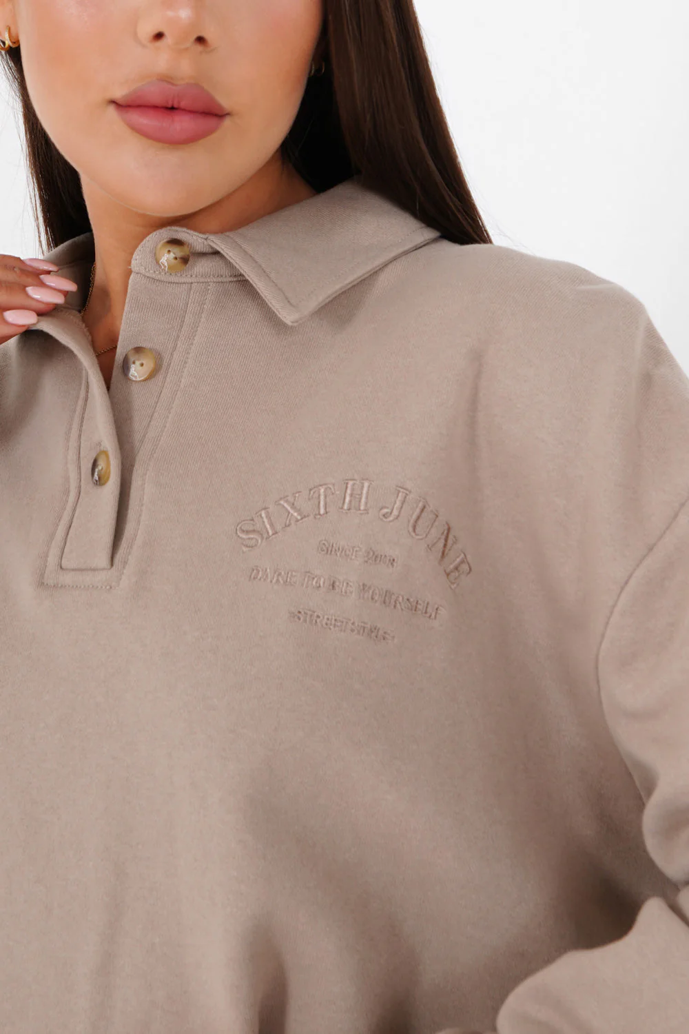 Polo court logo brodé Beige - Image 3