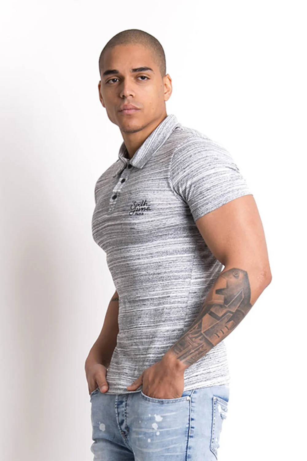 Polo texturé gris - Image 2