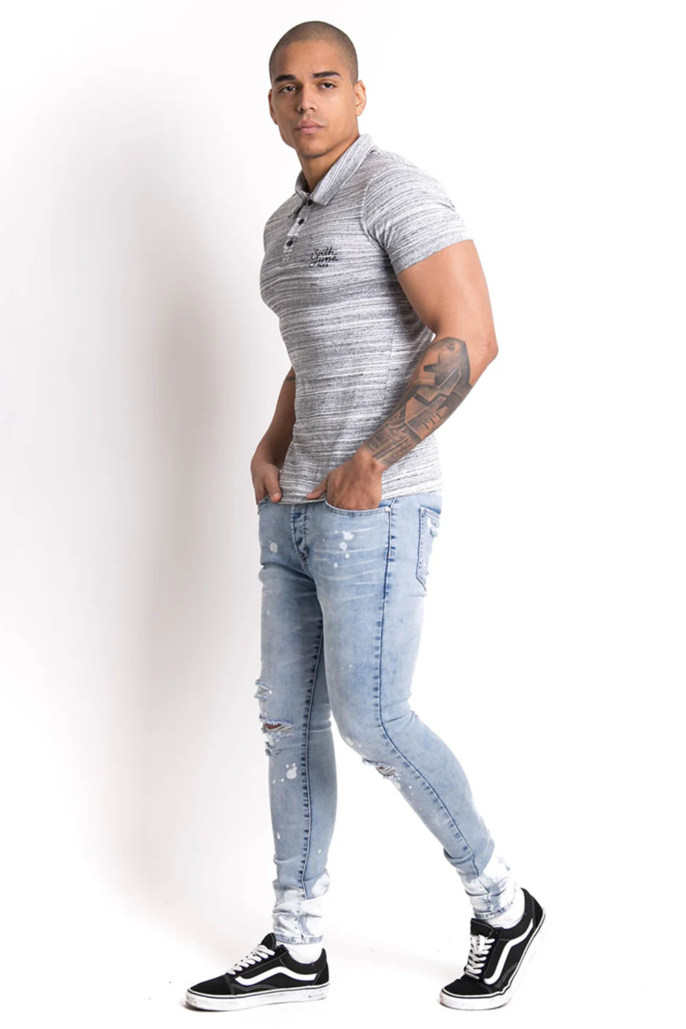 Polo texturé gris - Image 3