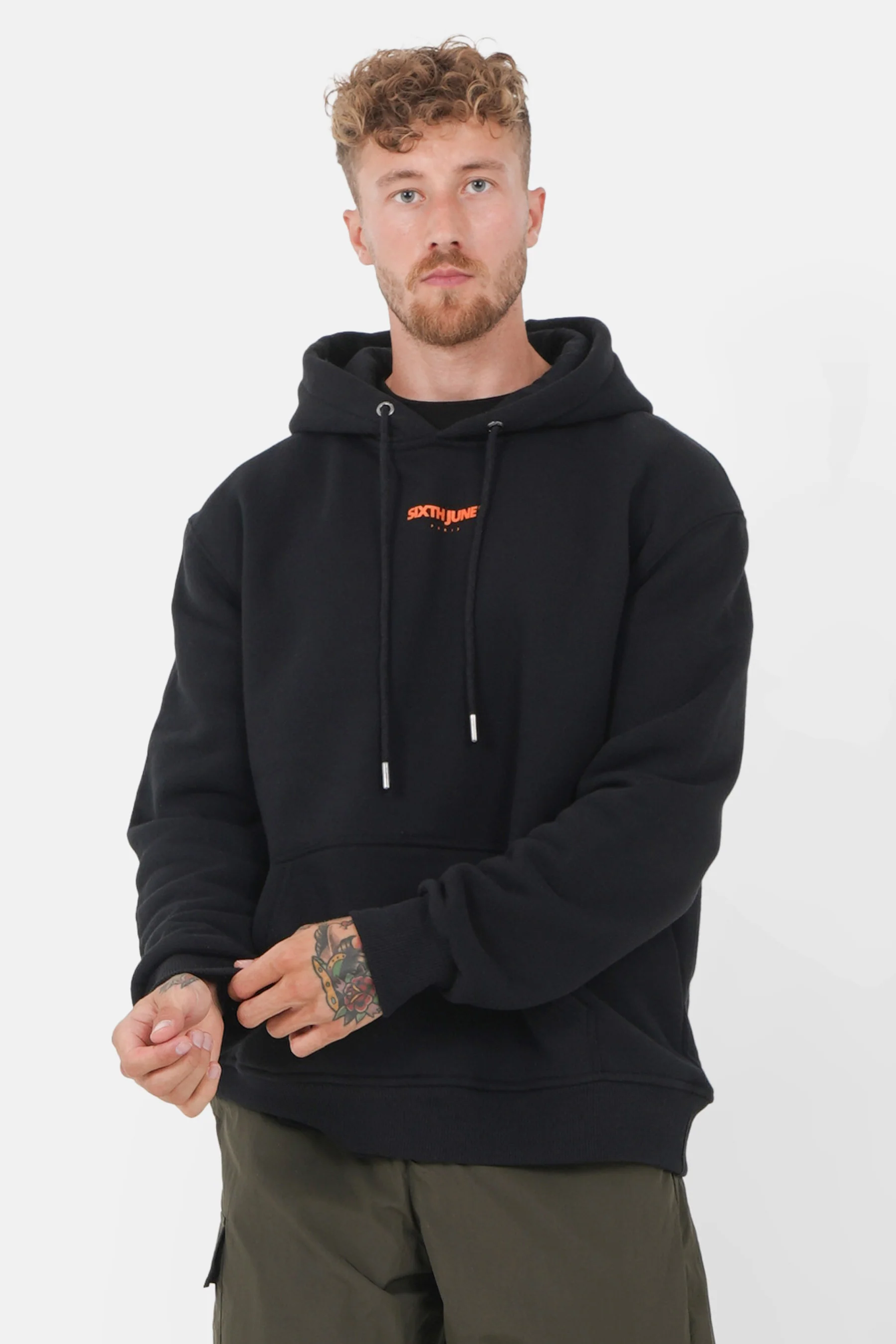 Sweatshirt capuche imprimé relief Noir - Image 5