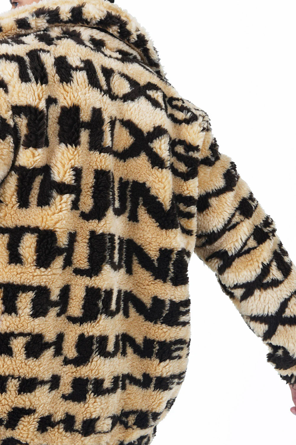 Veste fourrure logo Beige - Image 3