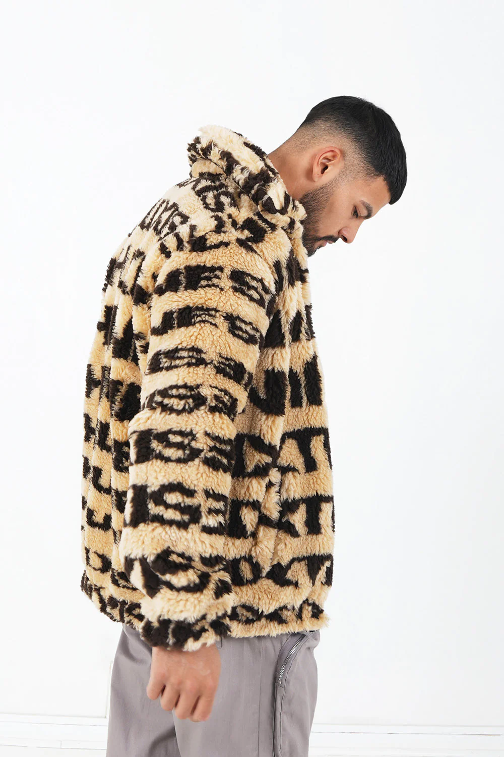 Veste fourrure logo Beige - Image 4