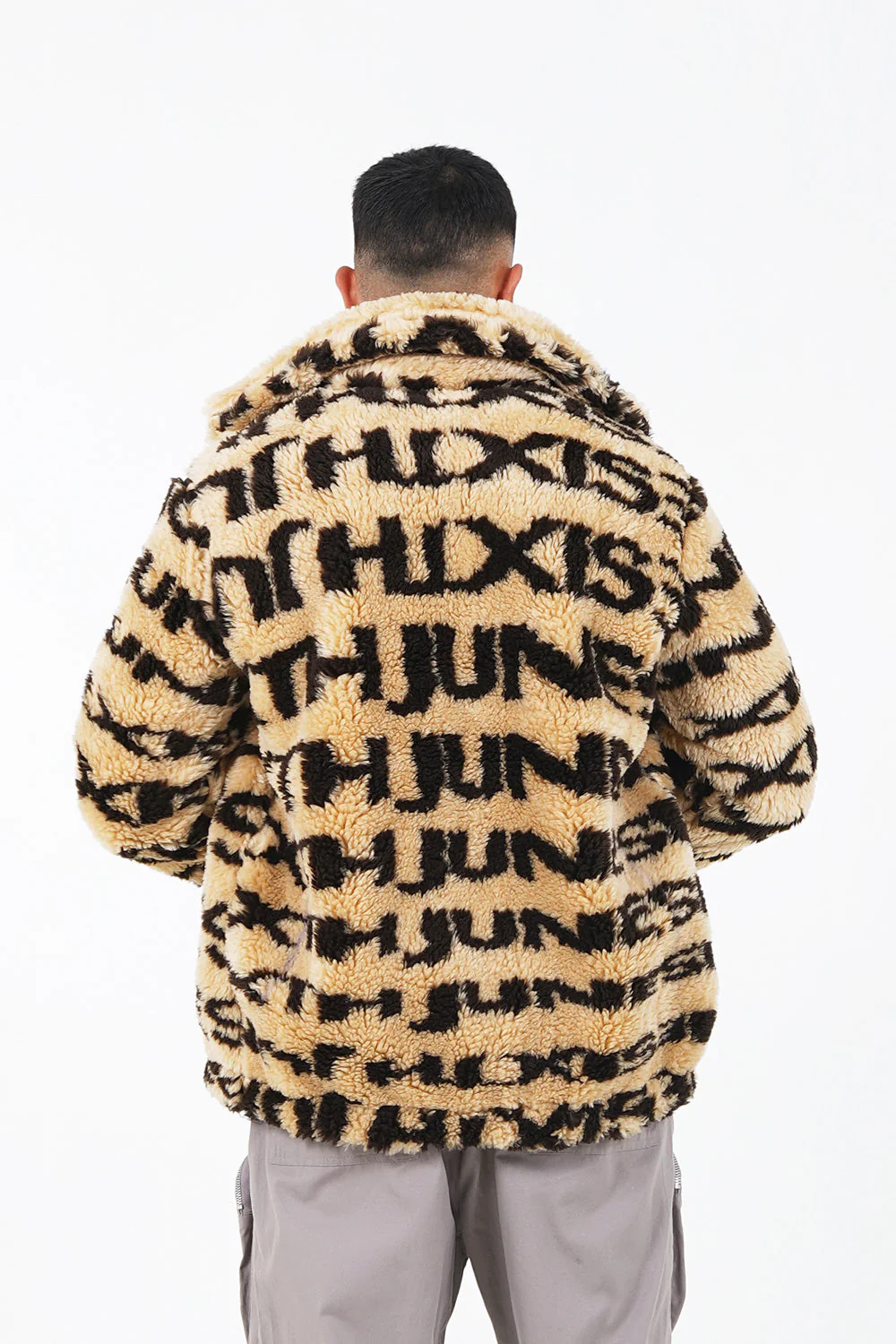 Veste fourrure logo Beige - Image 5