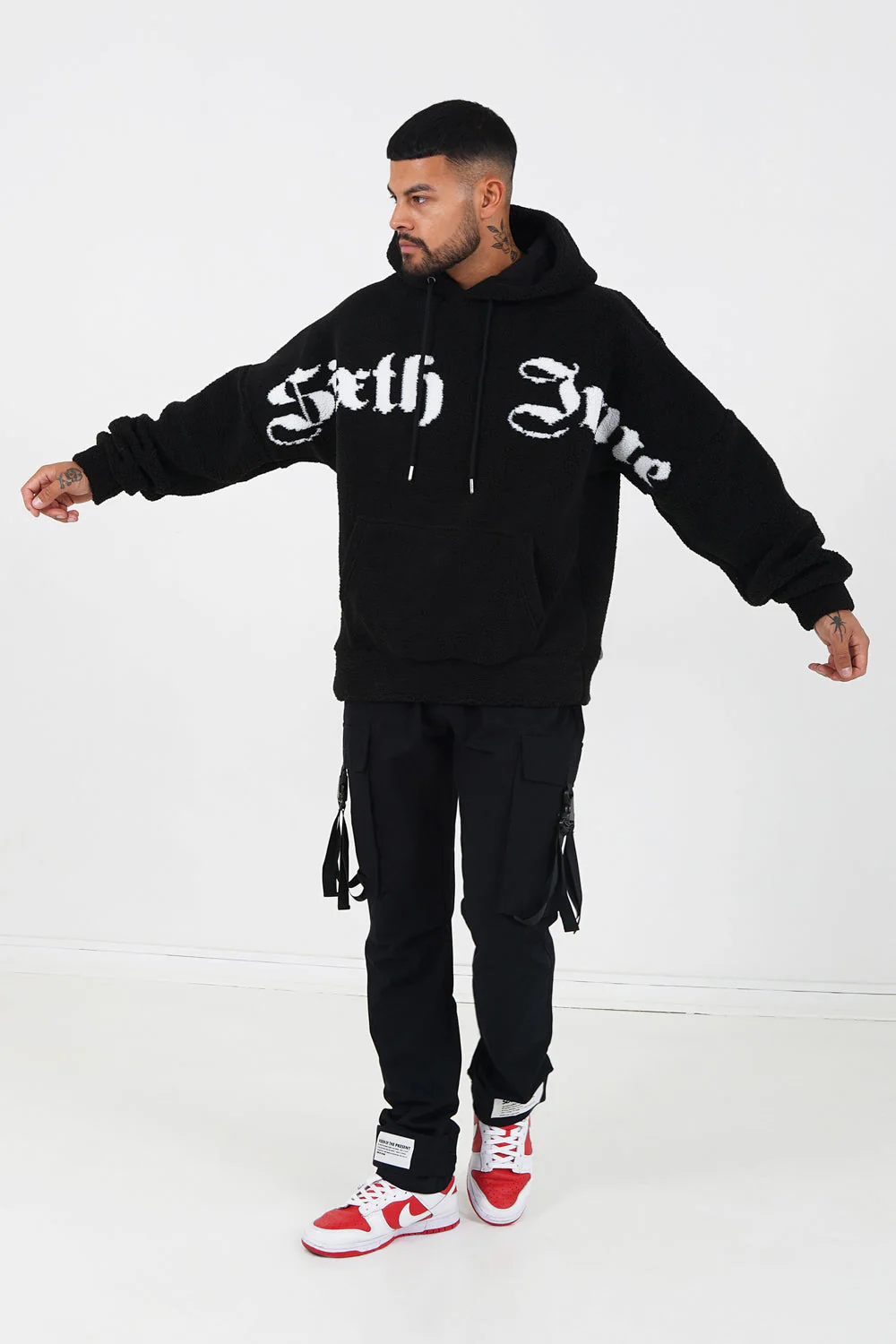 Sweat capuche sherpa oversized Noir - Image 2