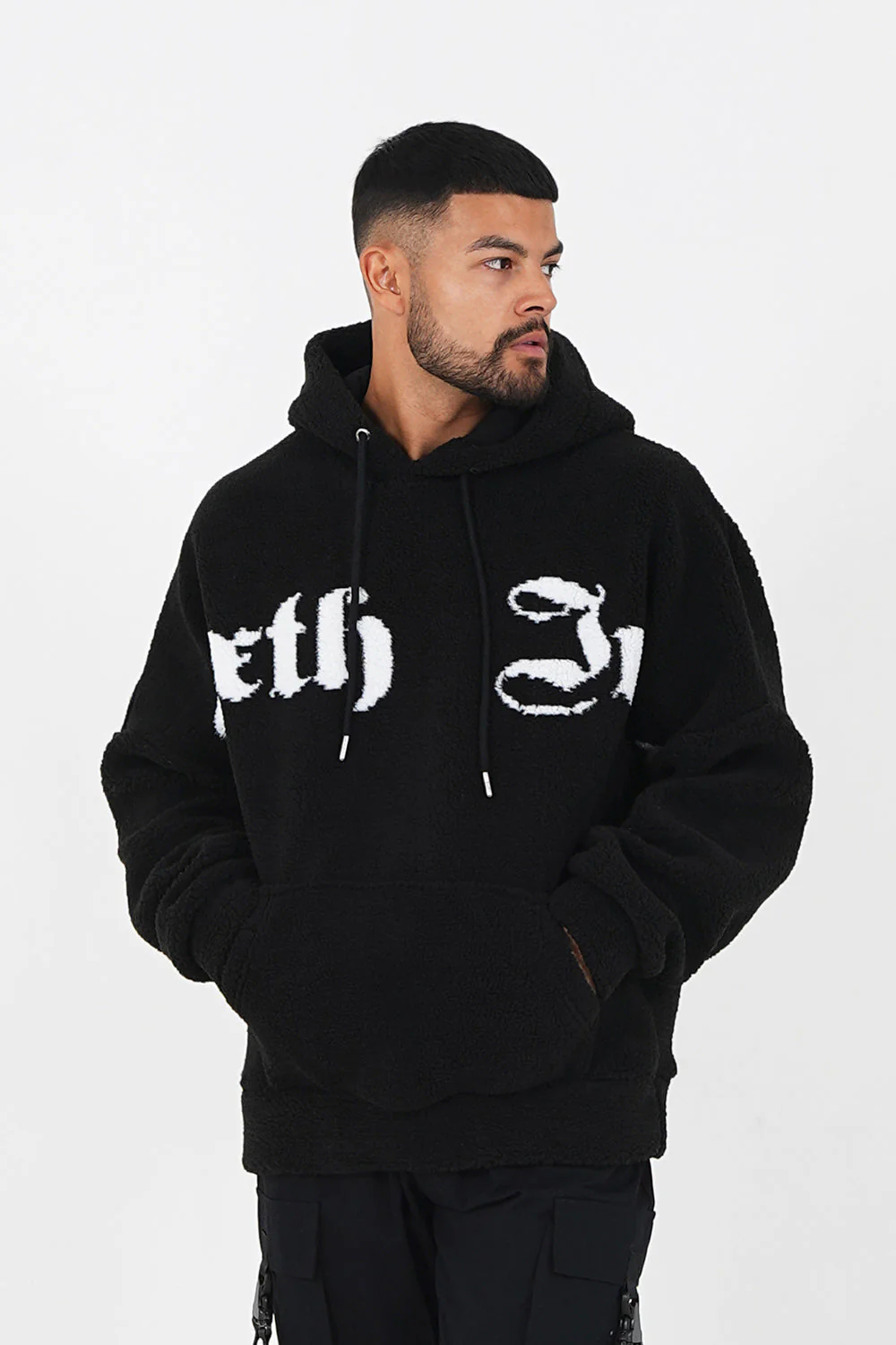 Sweat capuche sherpa oversized Noir - Image 3