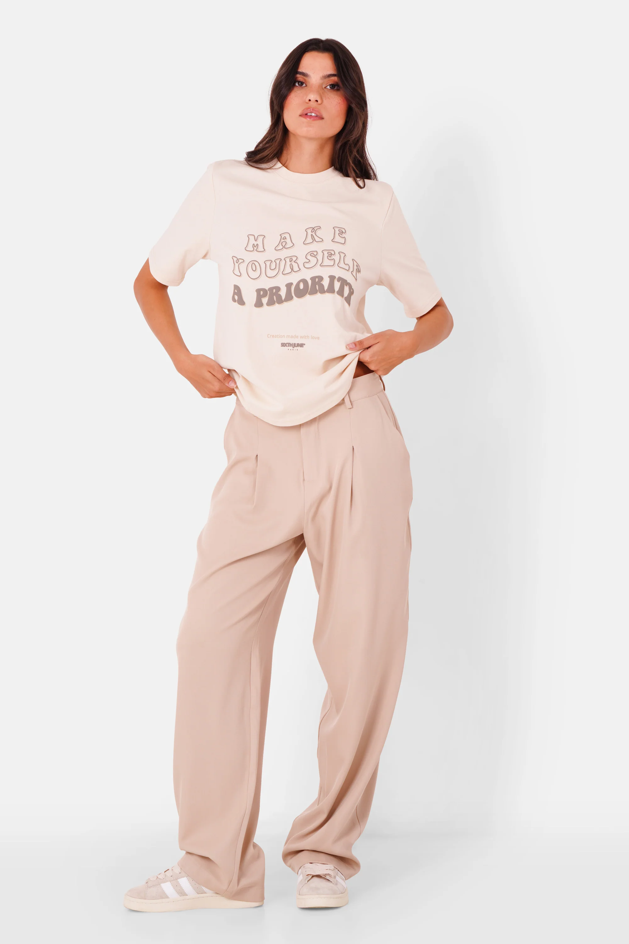 T-shirt citation priority logo Beige - Image 2