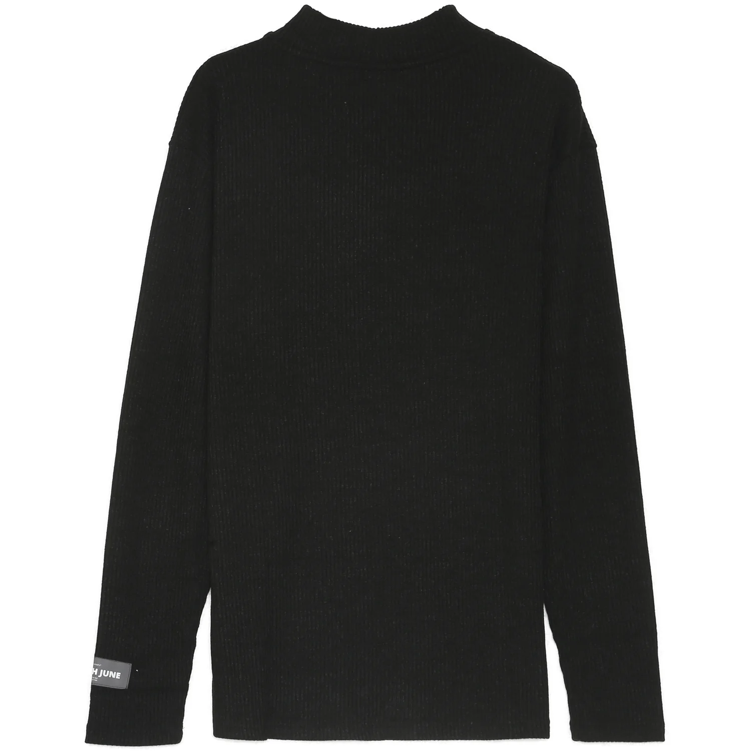 T-shirt col montant côtelé noir - Image 7