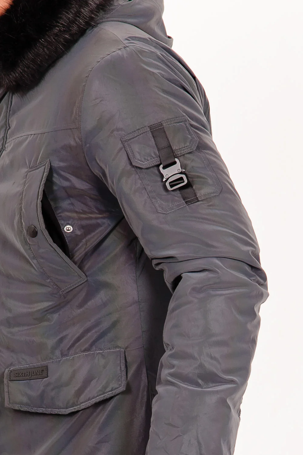Parka iridiscente fourrure noir - Image 4