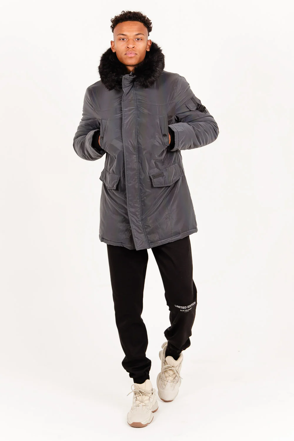 Parka iridiscente fourrure noir - Image 7