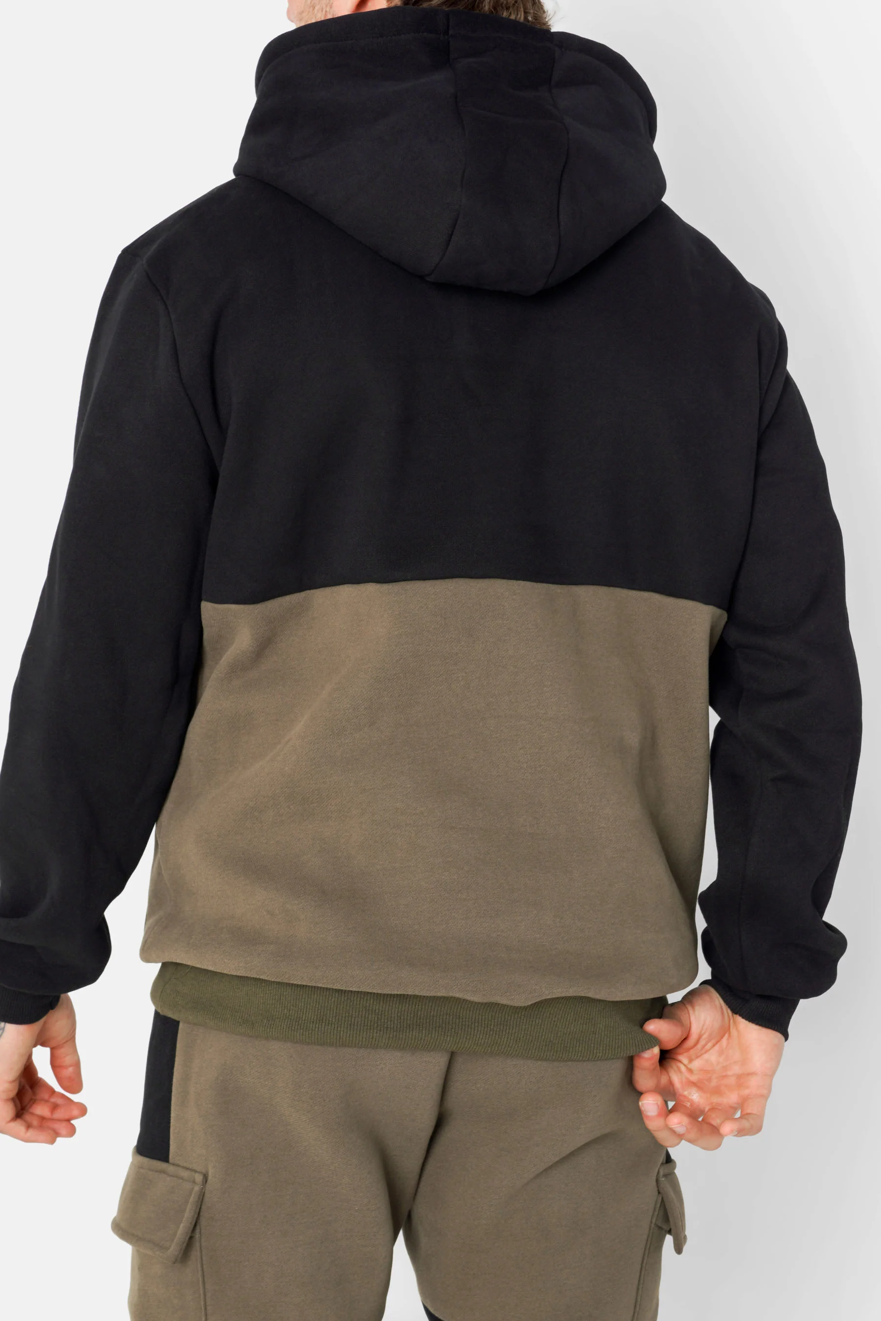 Sweatshirt bicolore logo broderie Vert kaki - Image 3