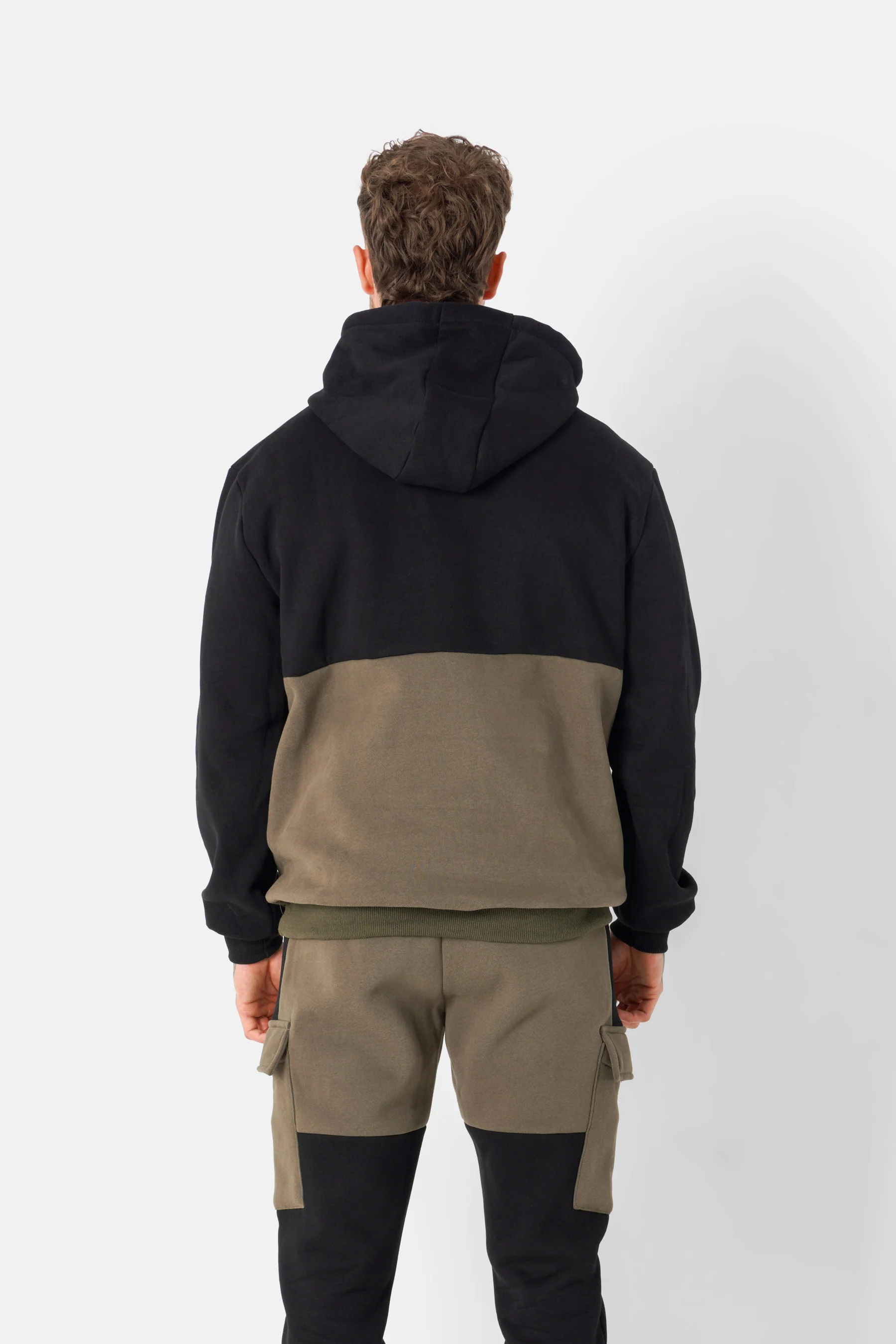 Sweatshirt bicolore logo broderie Vert kaki - Image 5