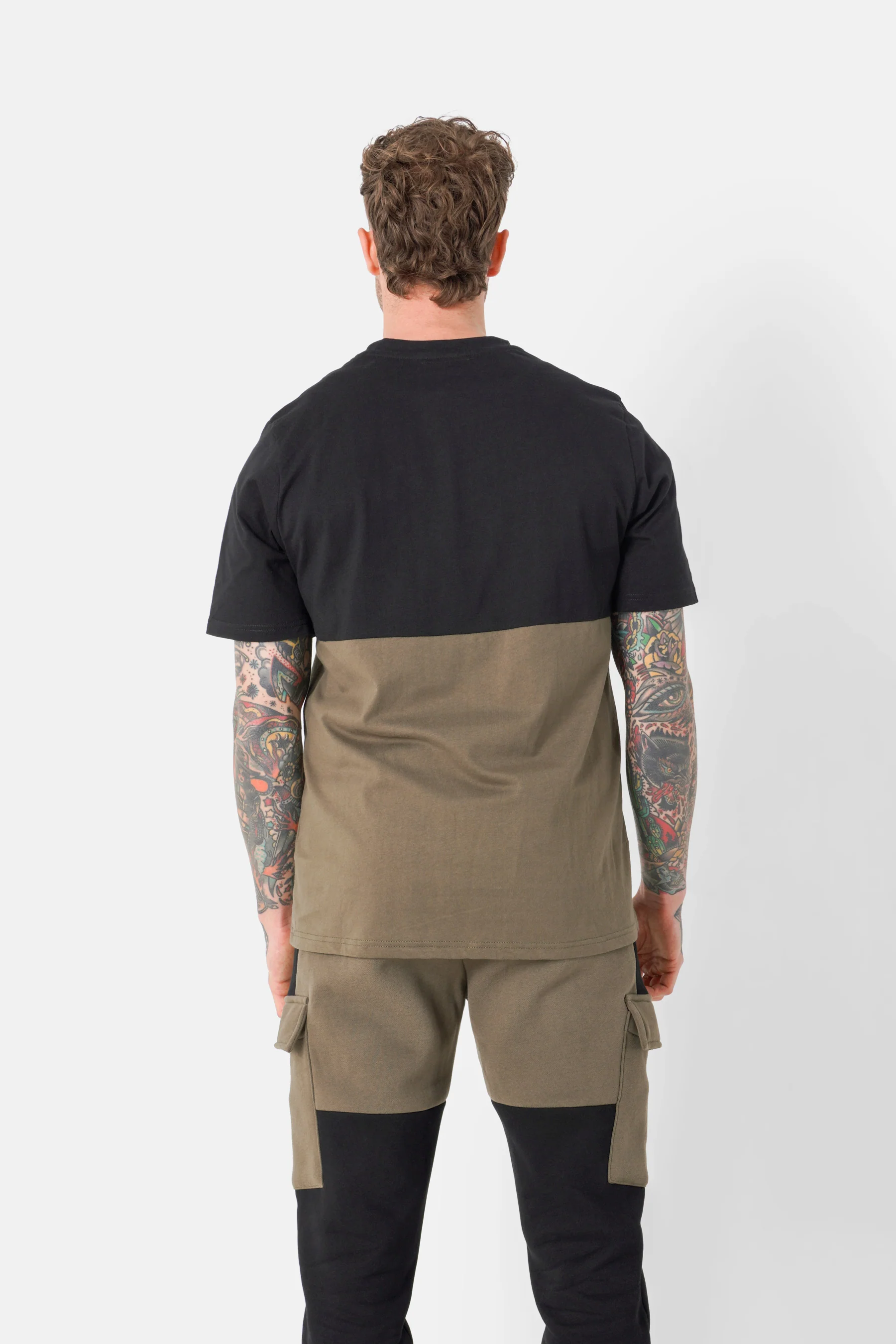 T-shirt bicolore logo broderie Vert kaki - Image 5