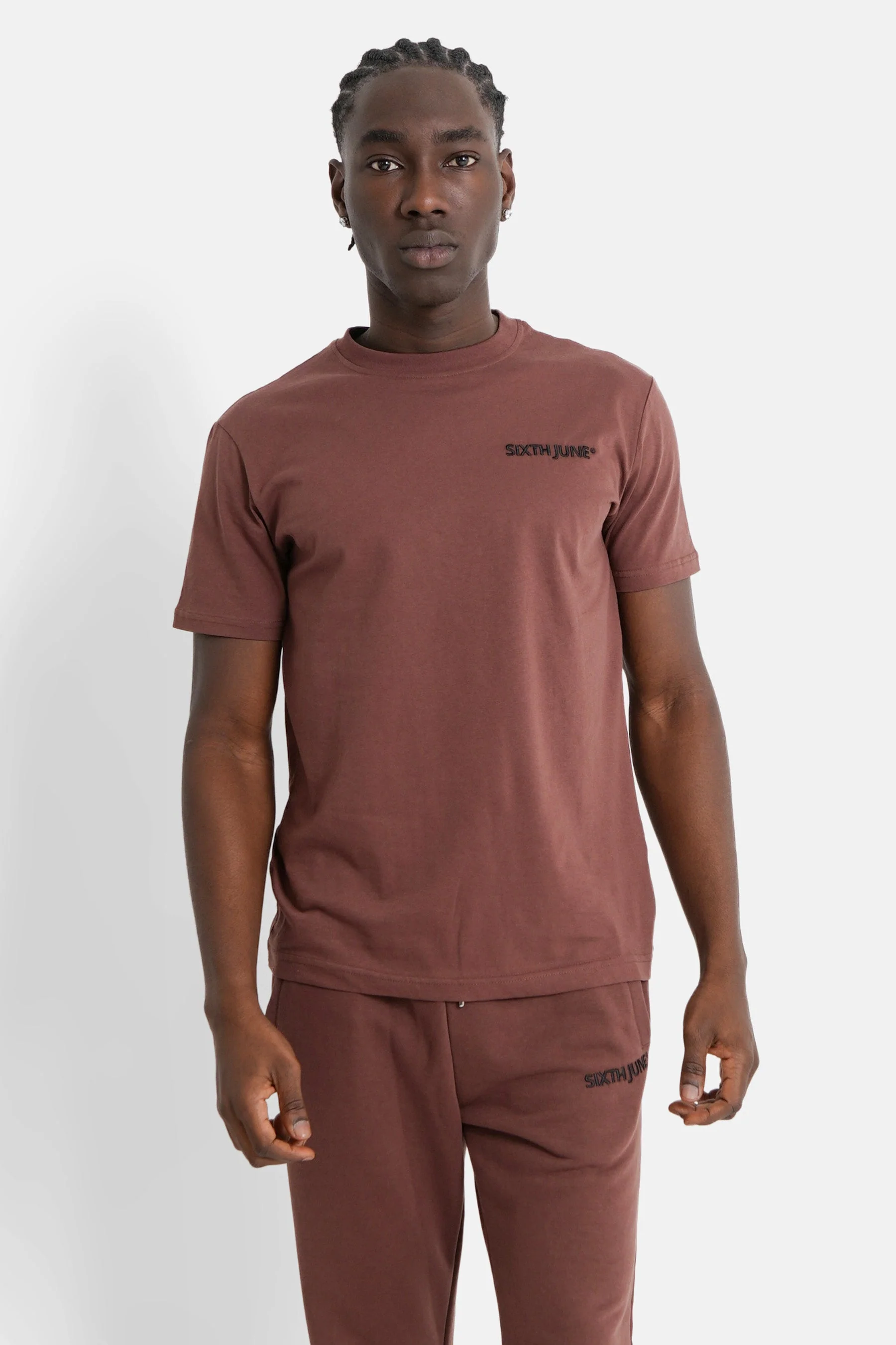 T-shirt soft logo brodé Marron