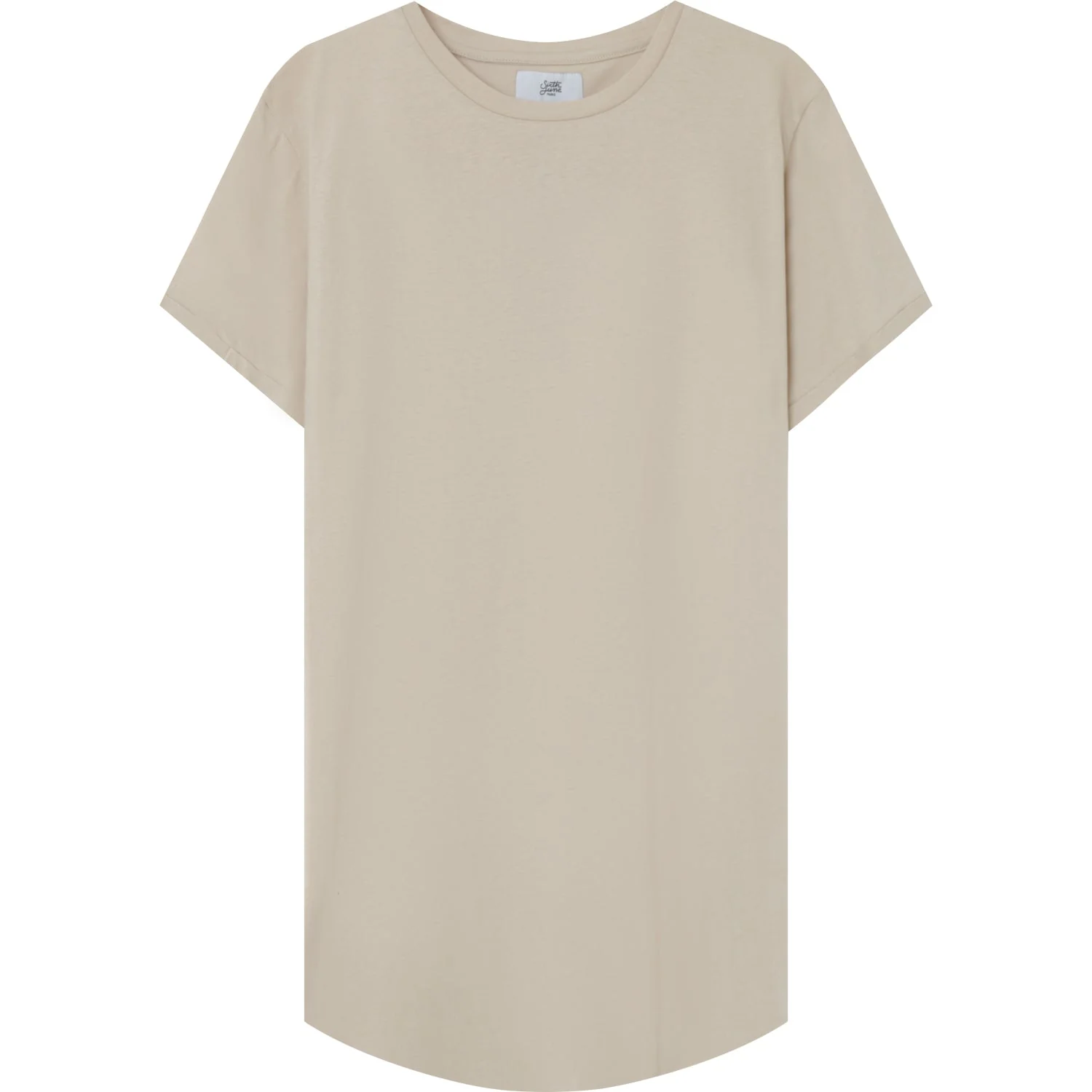 T-shirt bas arrondi long Beige - Image 6