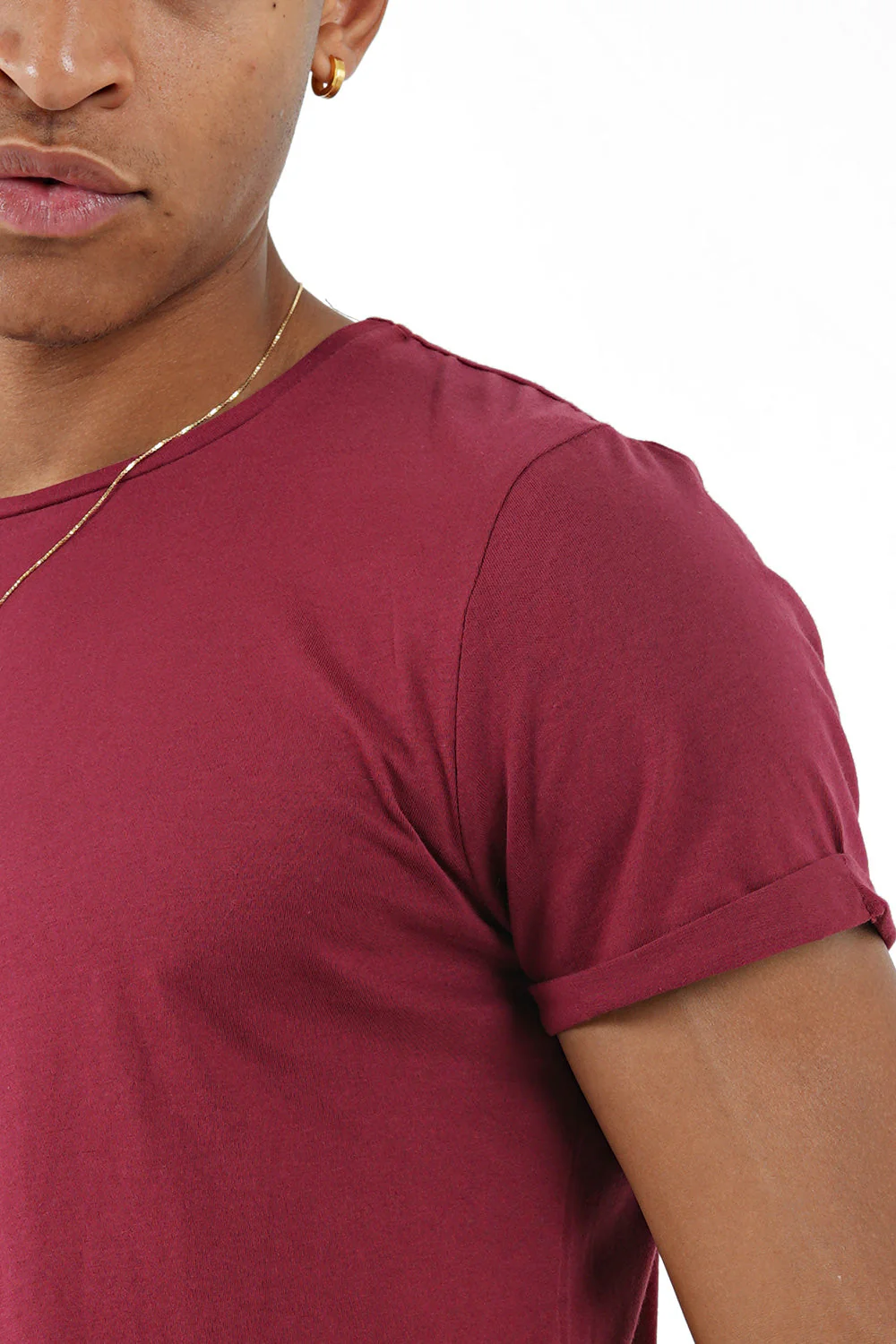 T-shirt bas arrondi Rouge bordeaux - Image 3