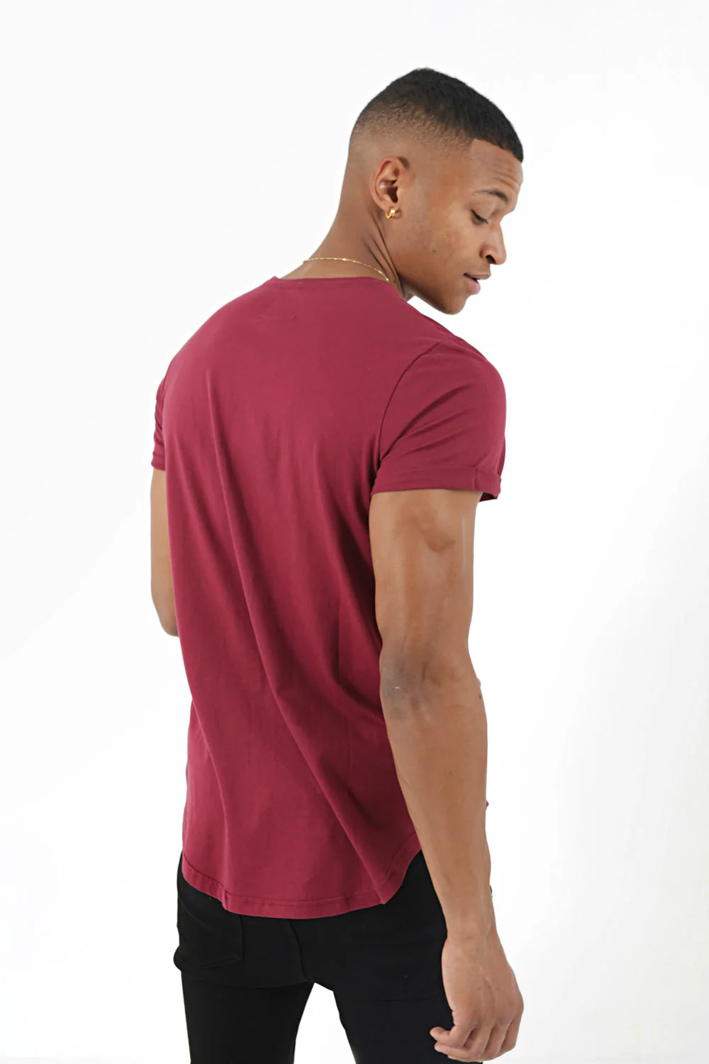 T-shirt bas arrondi Rouge bordeaux - Image 5