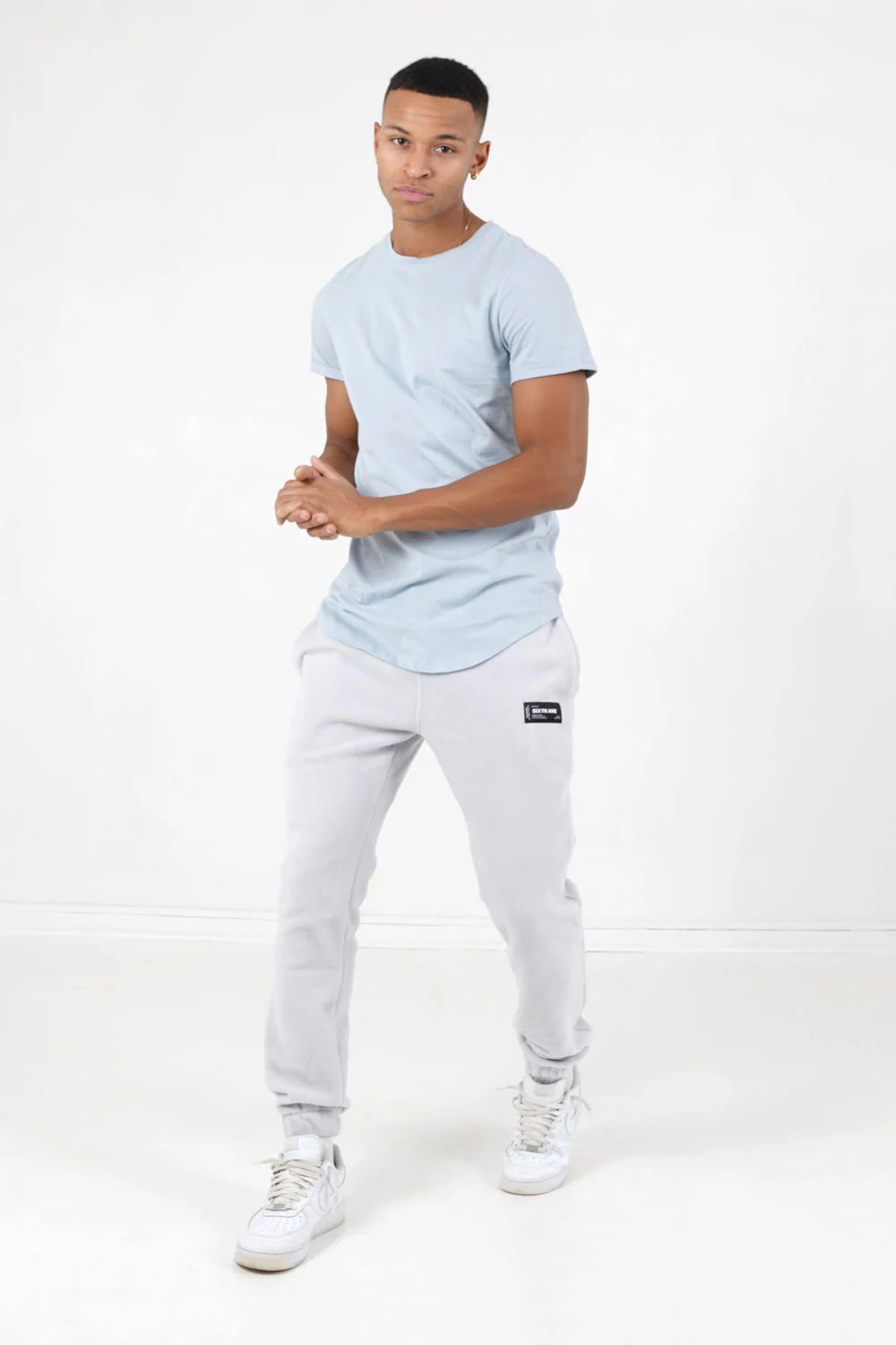 T-shirt bas arrondi long Bleu clair - Image 2