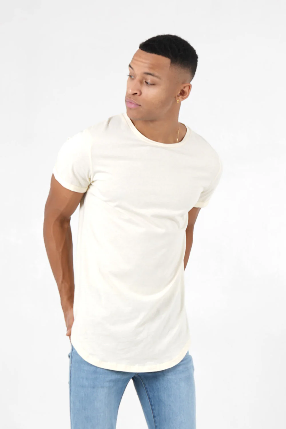 T-shirt bas arrondi long Jaune clair