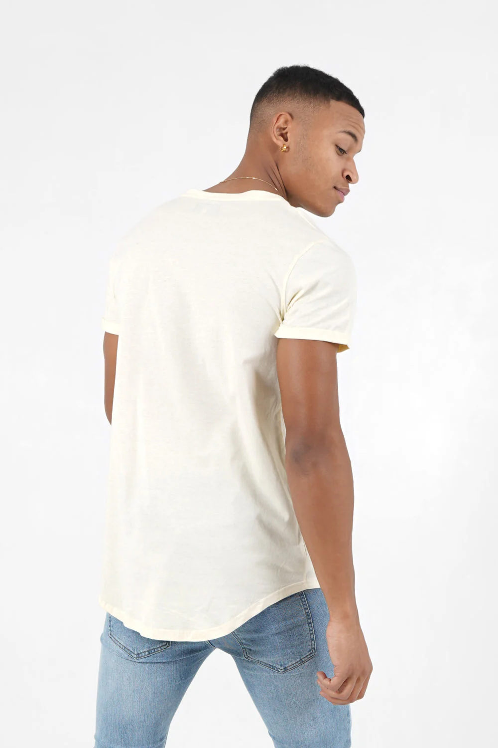 T-shirt bas arrondi long Jaune clair - Image 5