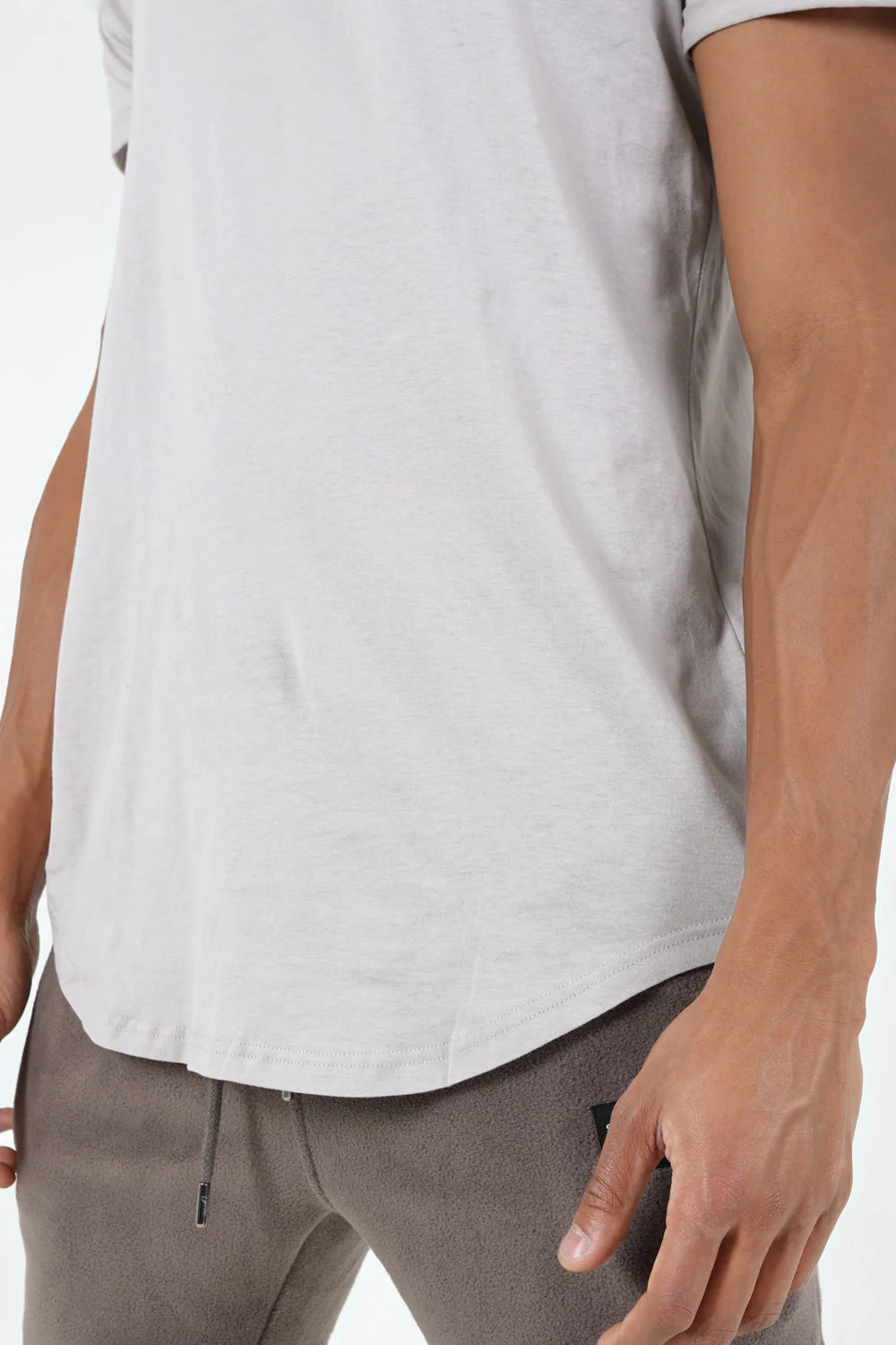 T-shirt bas arrondi long Taupe - Image 3