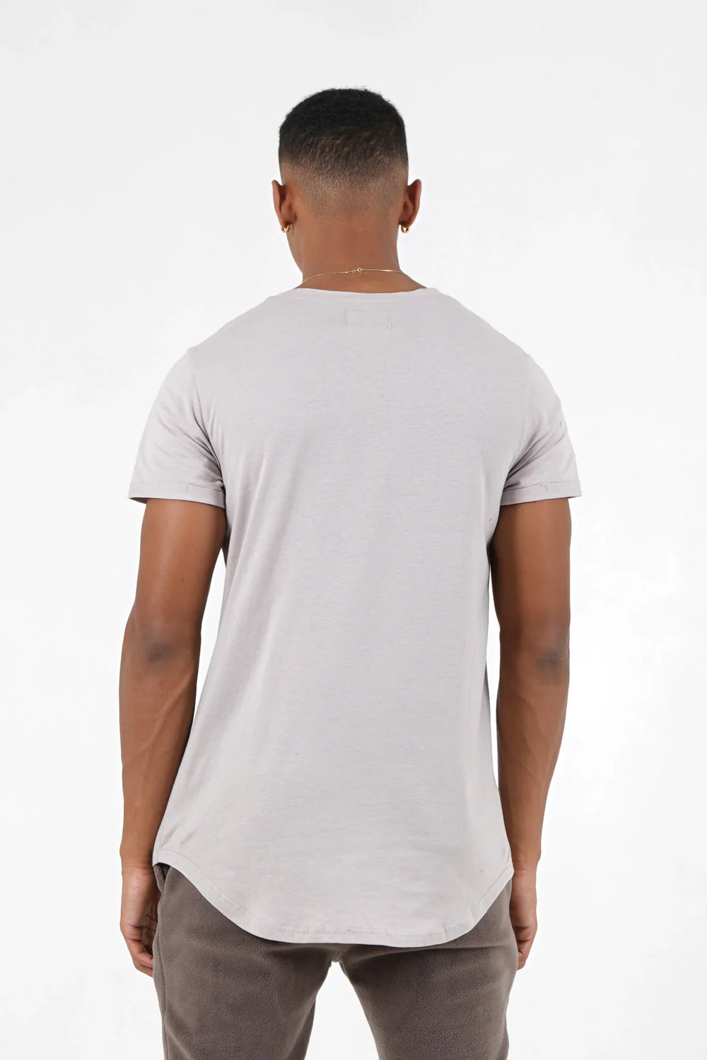T-shirt bas arrondi long Taupe - Image 5