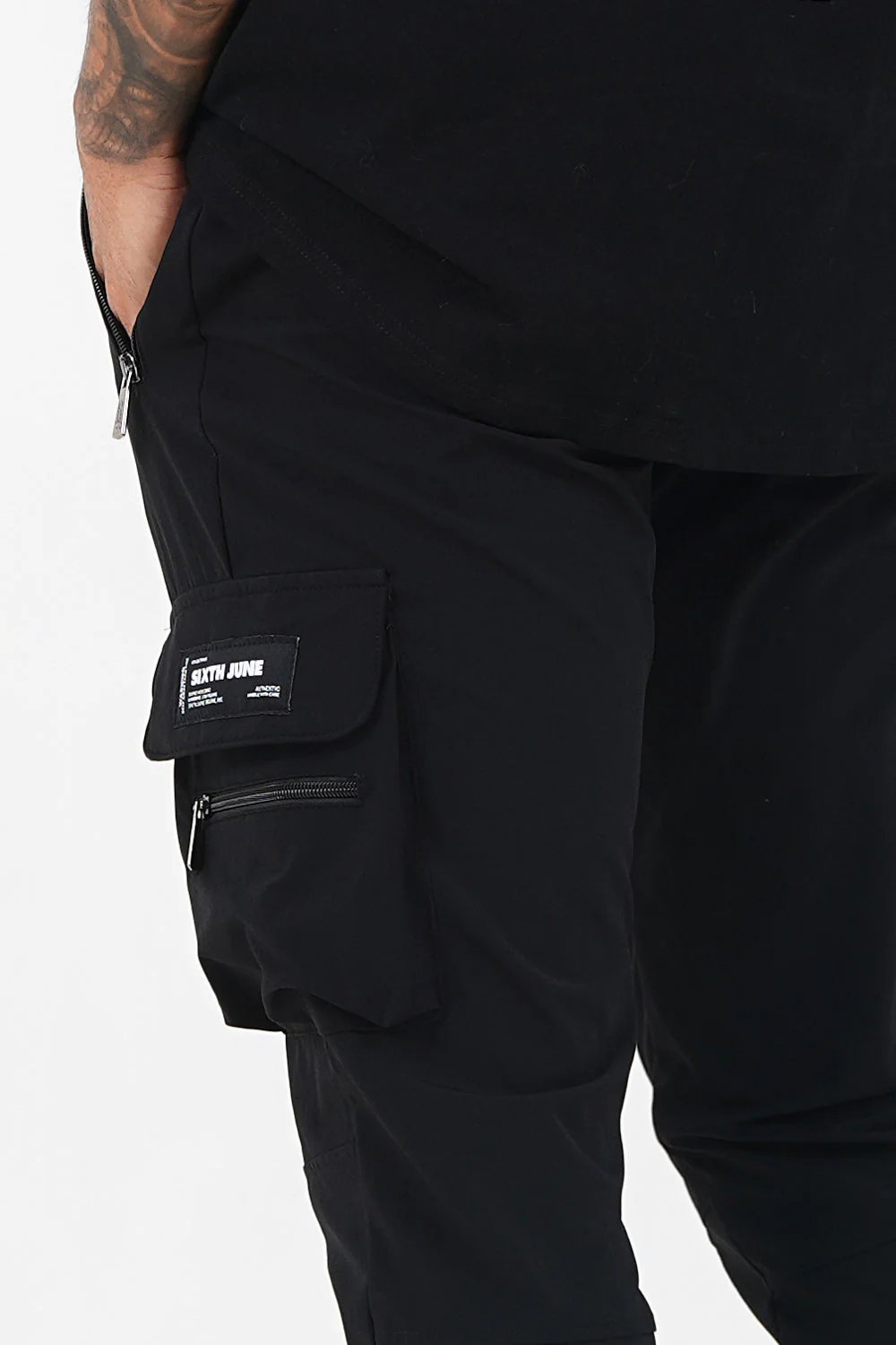 Pantalon poches cargo nylon Noir - Image 3