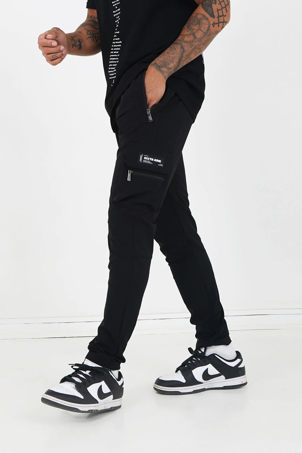 Pantalon poches cargo nylon Noir - Image 4