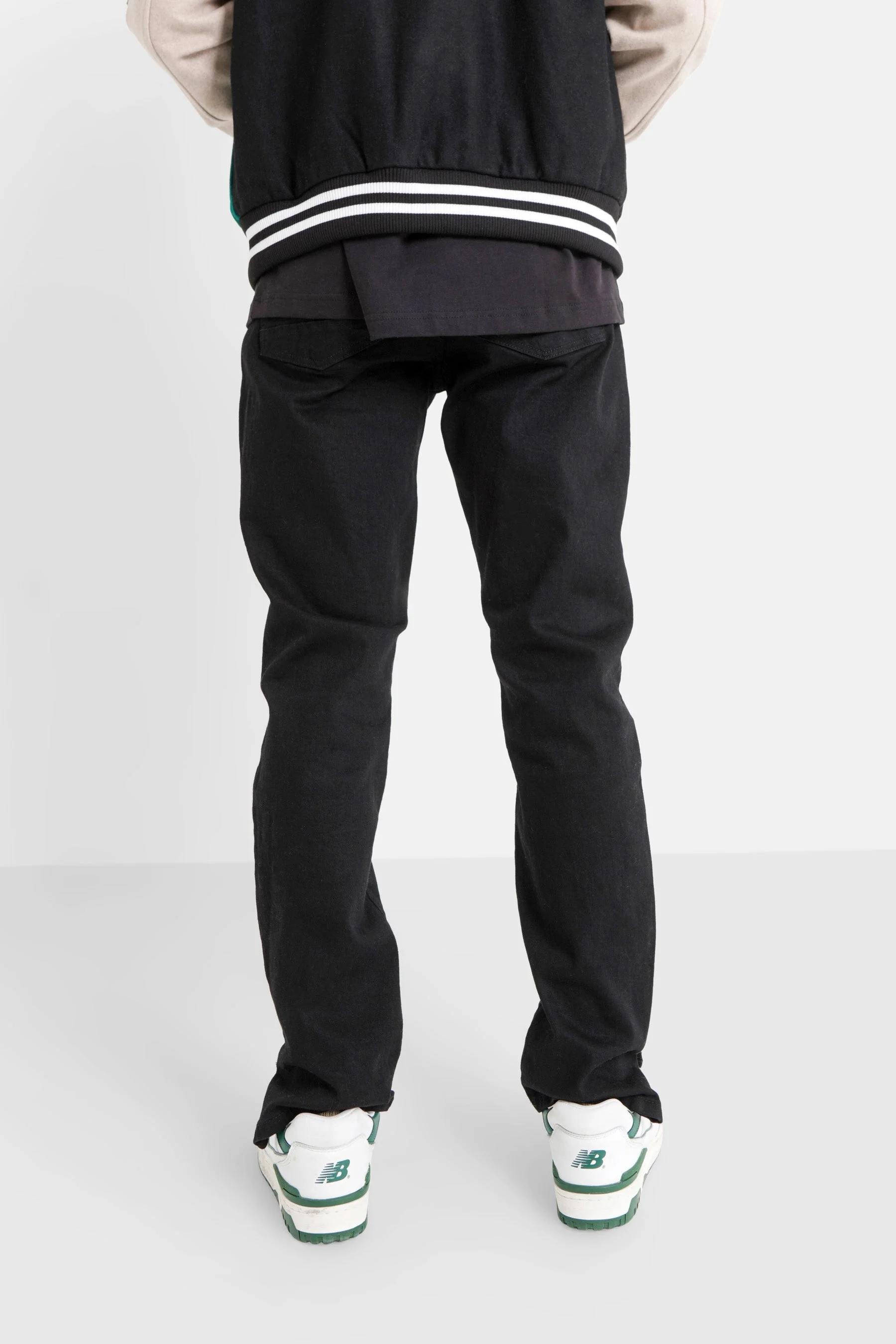 Jean regular uni fentes Noir - Image 5