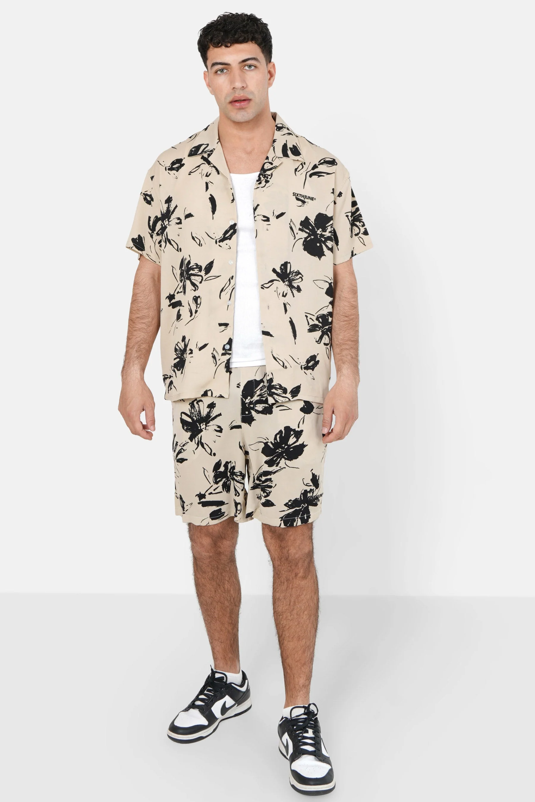 Chemise manches courtes floral Beige - Image 2
