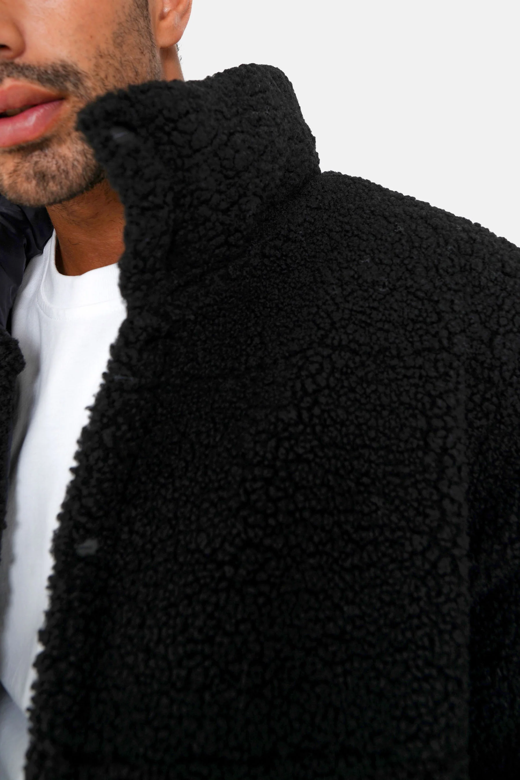 Manteau court réversible sherpa Noir - Image 3