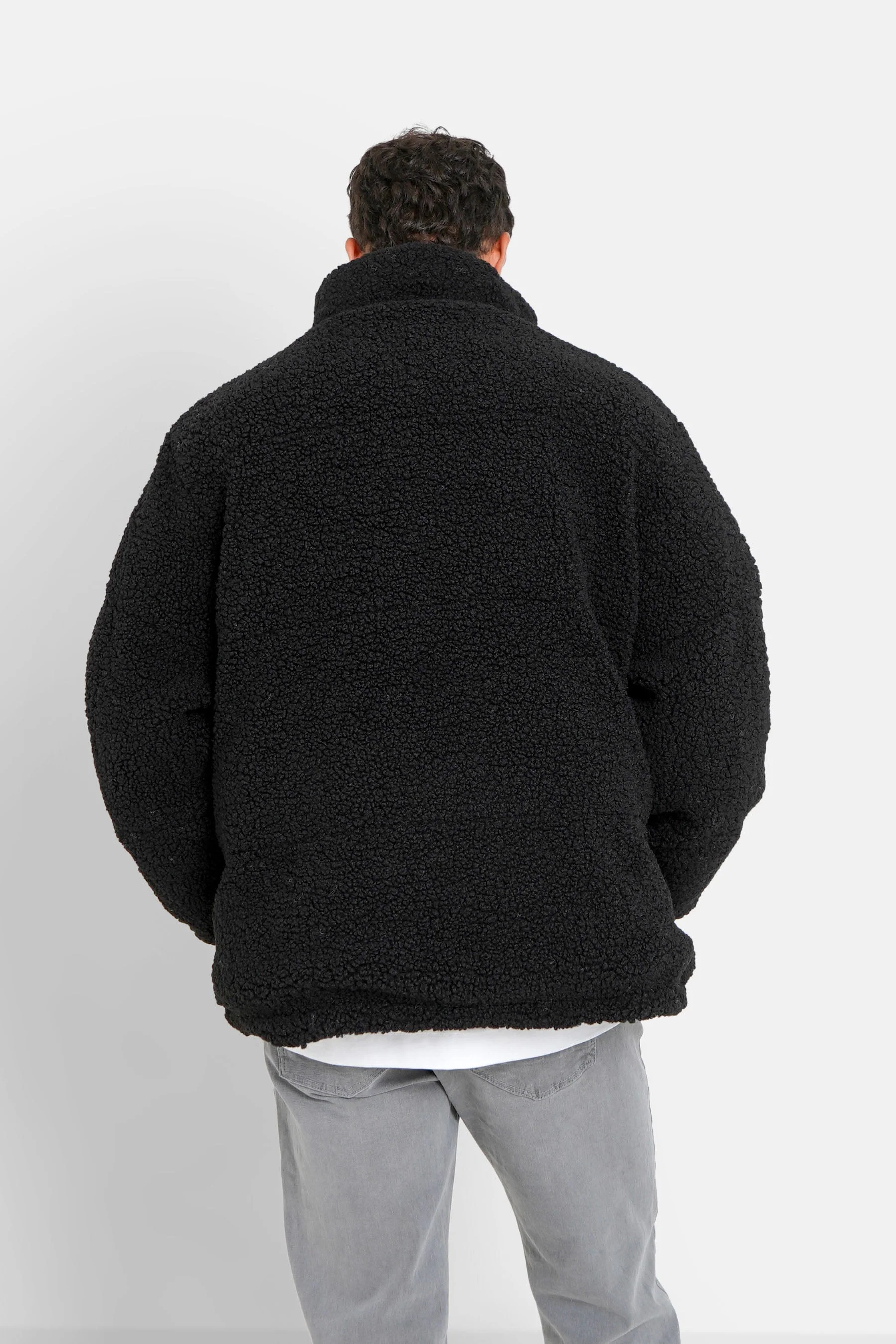 Manteau court réversible sherpa Noir - Image 5