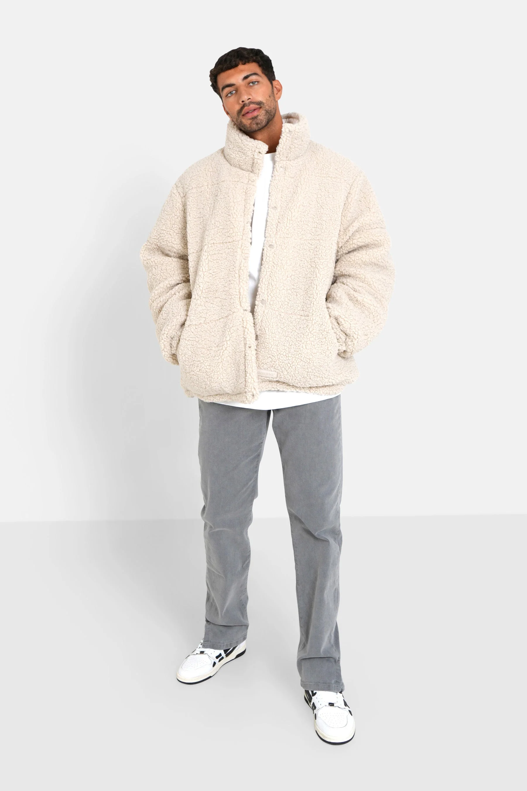 Manteau court réversible sherpa Beige clair - Image 2