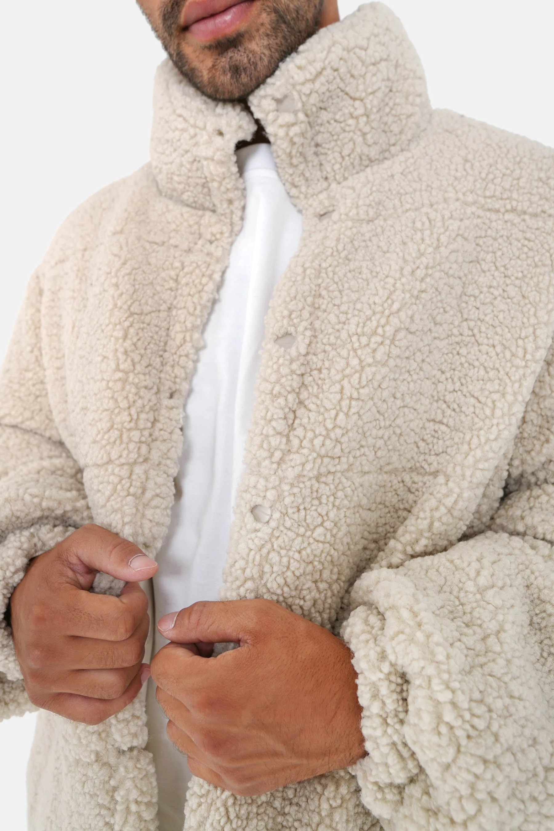 Manteau court réversible sherpa Beige clair - Image 3