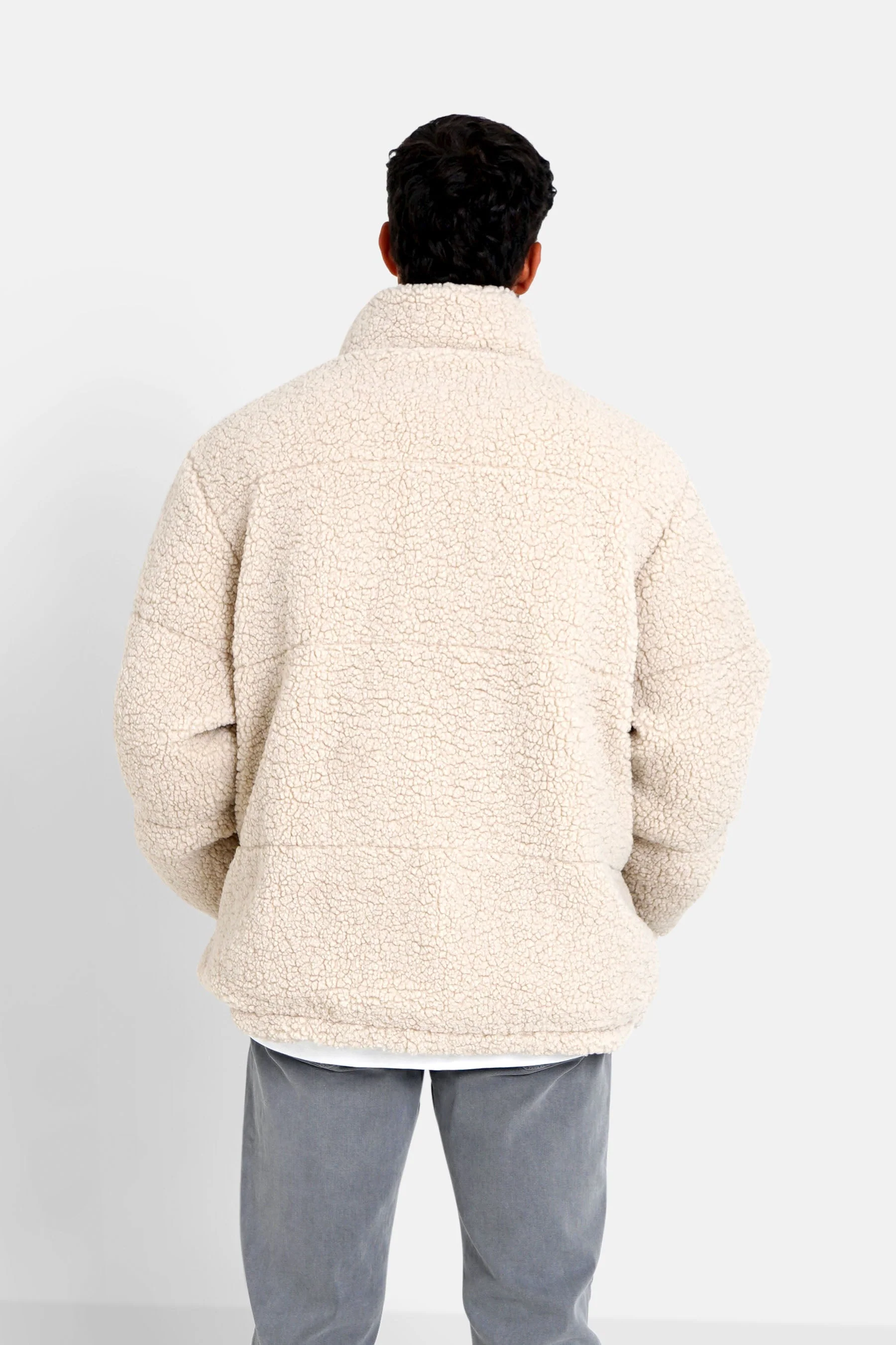 Manteau court réversible sherpa Beige clair - Image 5