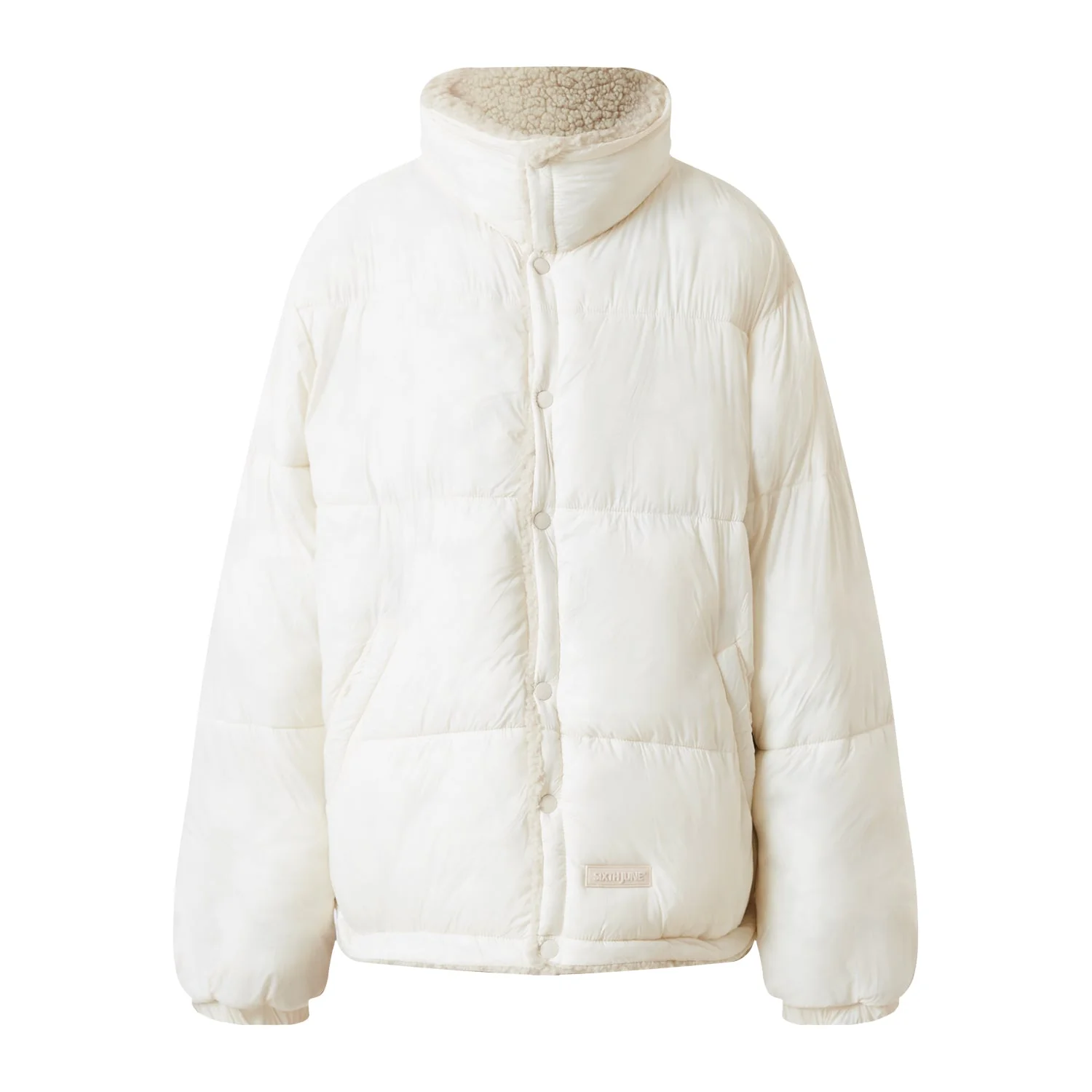 Manteau court réversible sherpa Beige clair - Image 7
