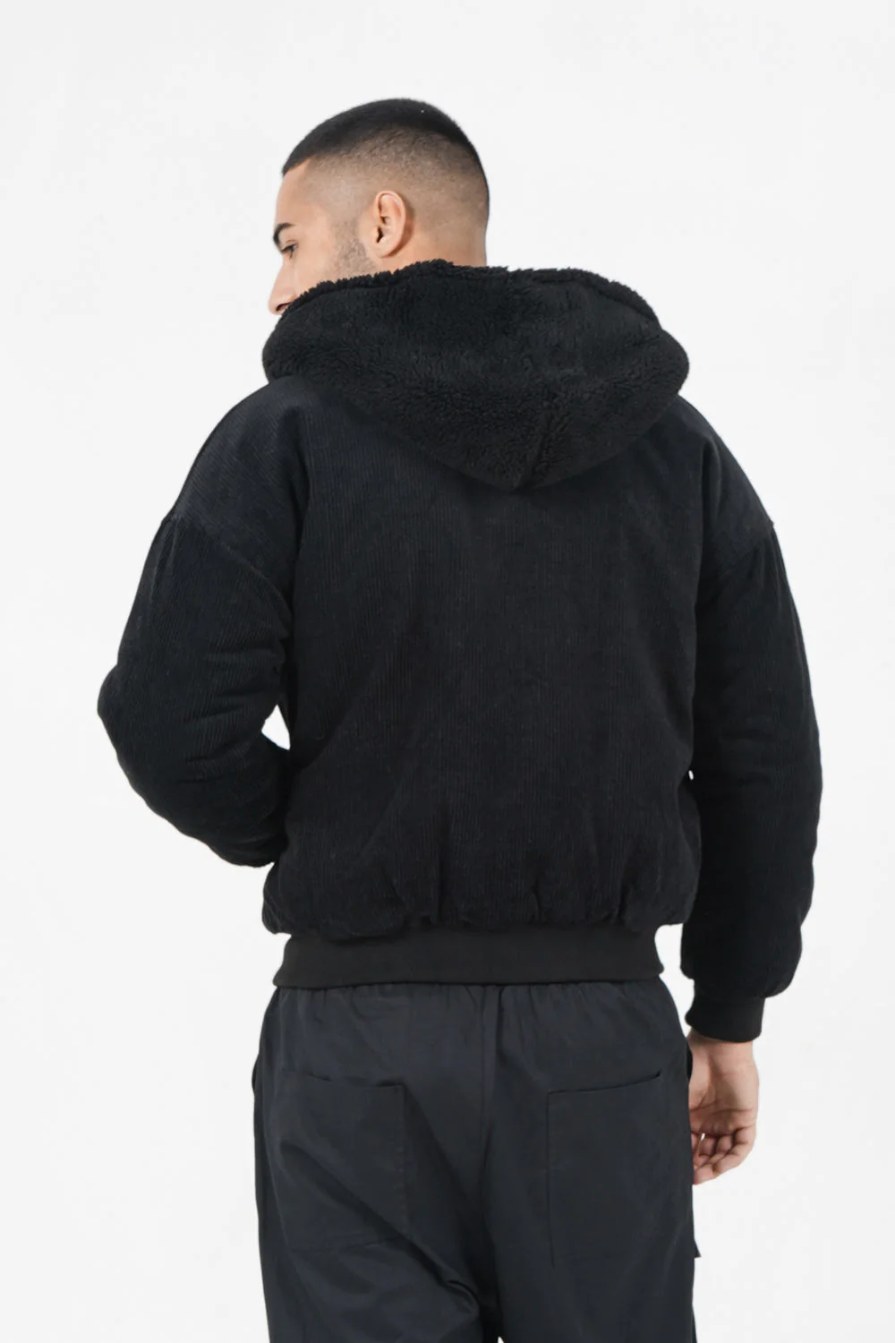 Veste velours sherpa réversible Noir - Image 5